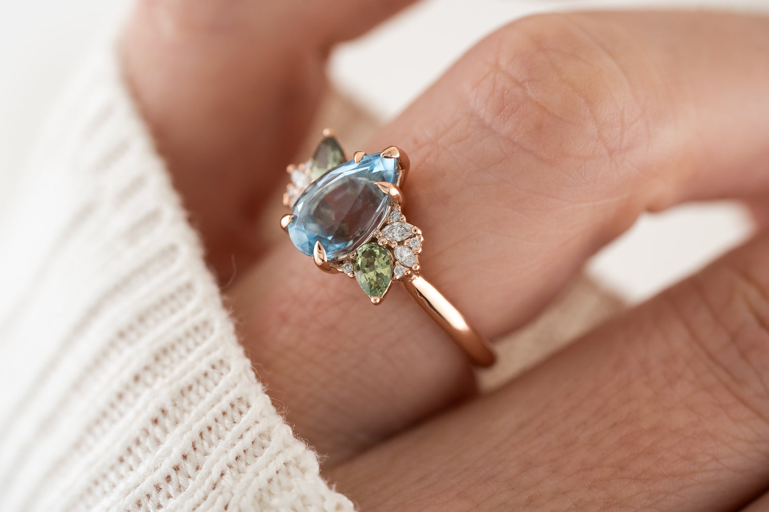 The Fleur Ring | 1.9 CT Pear Aquamarine - Lavender Creek Gems