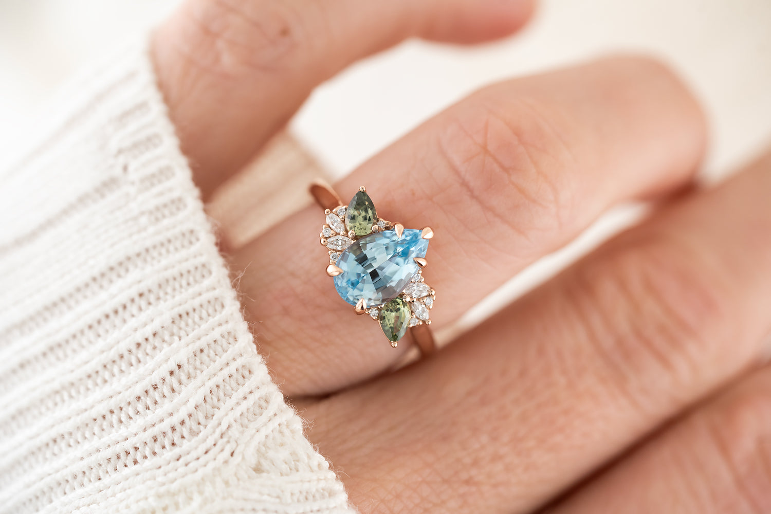 The Fleur Ring | 1.9 CT Pear Aquamarine - Lavender Creek Gems