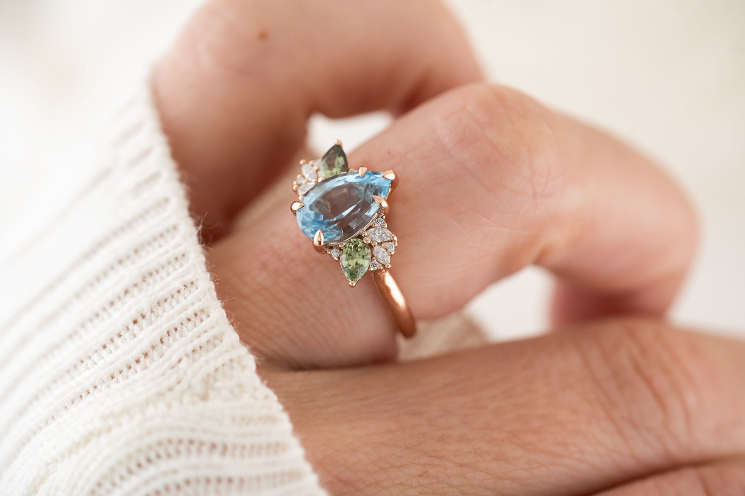 The Fleur Ring | 1.9 CT Pear Aquamarine - Lavender Creek Gems