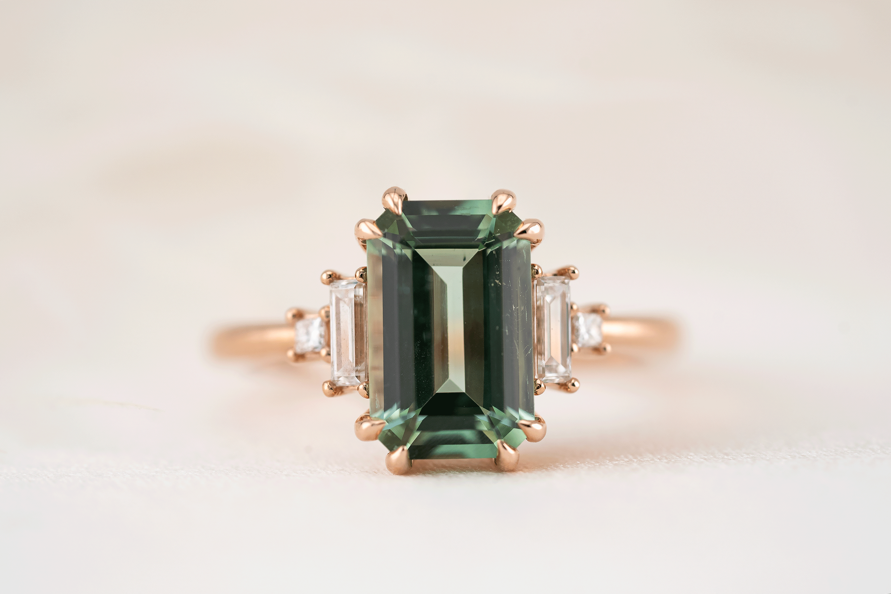 The Mira Ring | 2.69 CT Emerald Cut Lagoon Tourmaline - Lavender Creek Gems