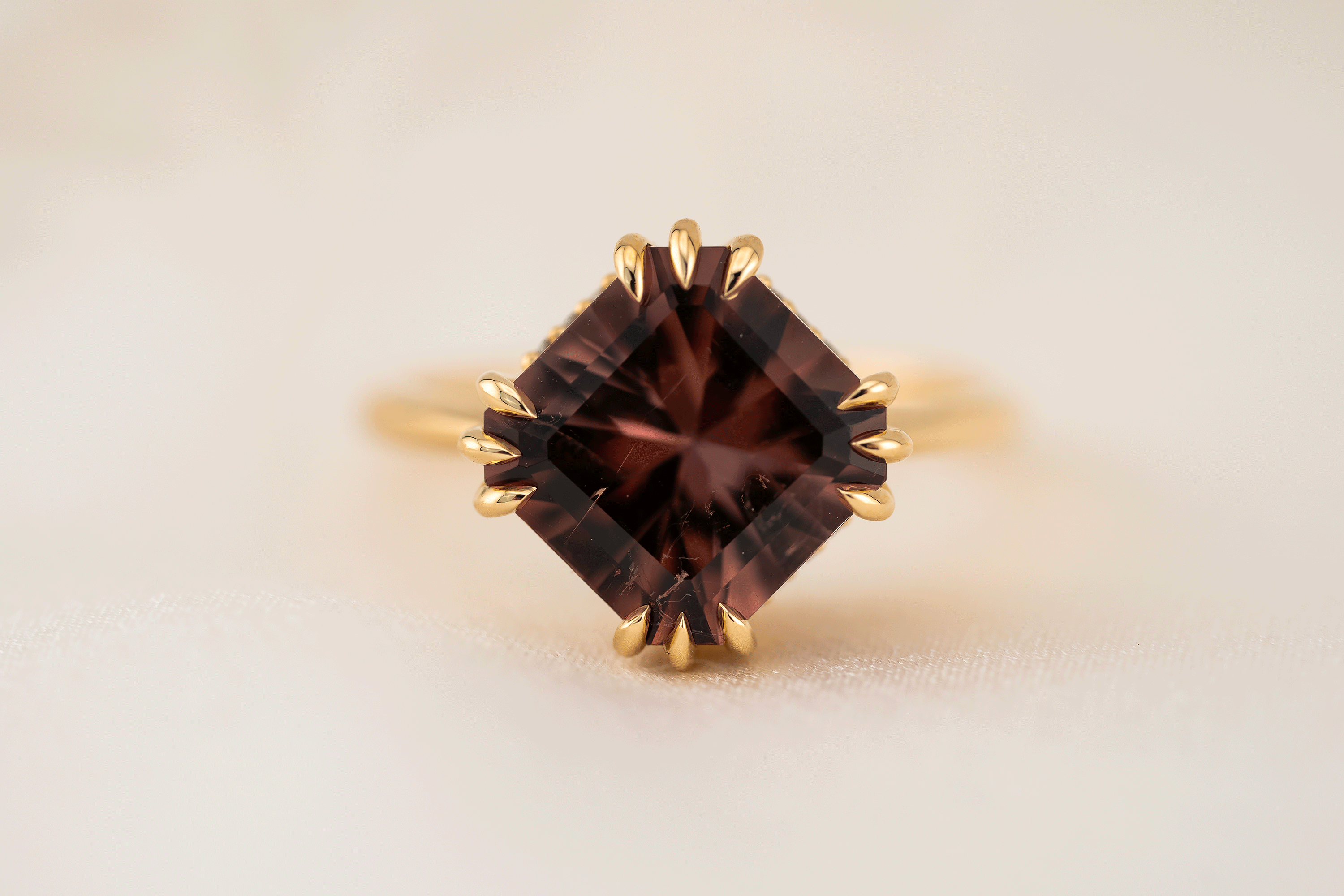 The Thalassa Ring | 4.5 CT Radiant Rosewood Tourmaline - Lavender Creek Gems