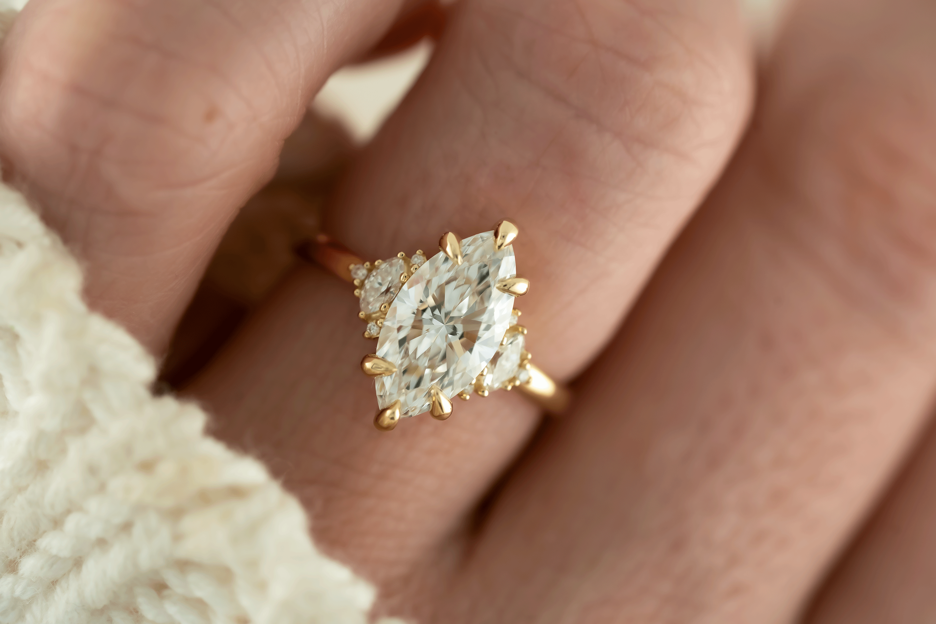 The Low Maren Ring | Marquise Diamond - Lavender Creek Gems