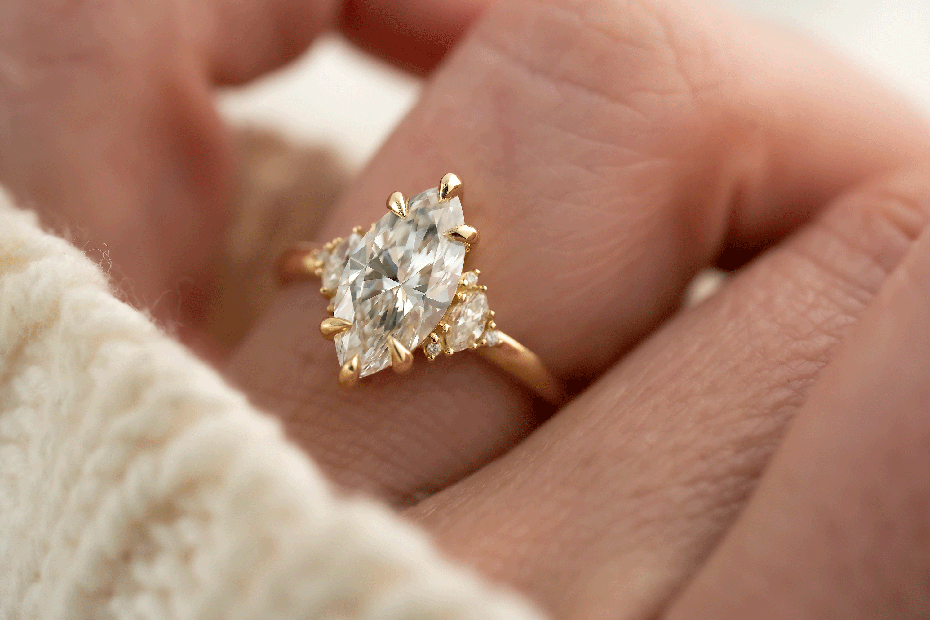The Low Maren Ring | Marquise Diamond - Lavender Creek Gems