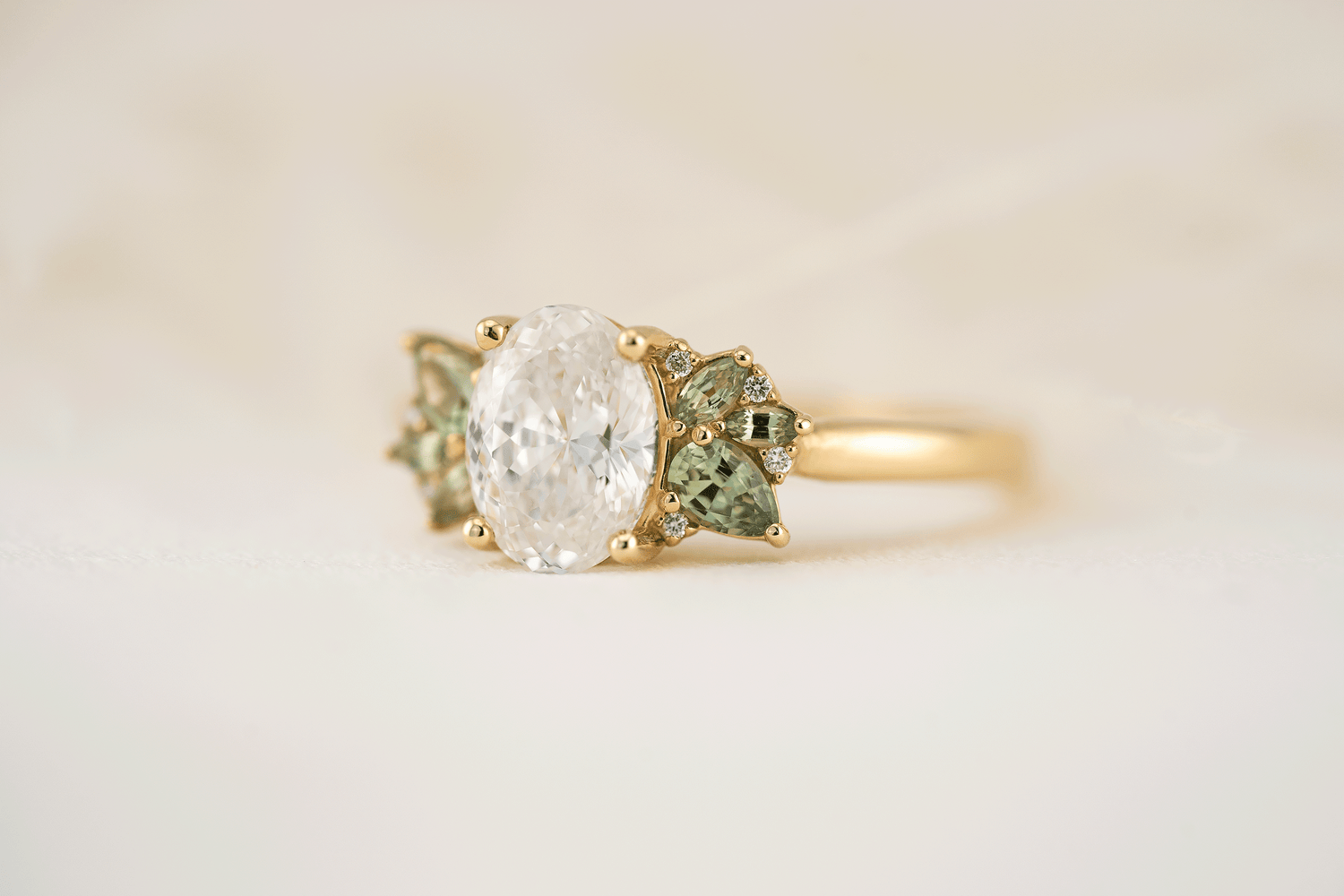 The Fleur Ring | 1.53 CT Portuguese Cut Oval Diamond - Lavender Creek Gems