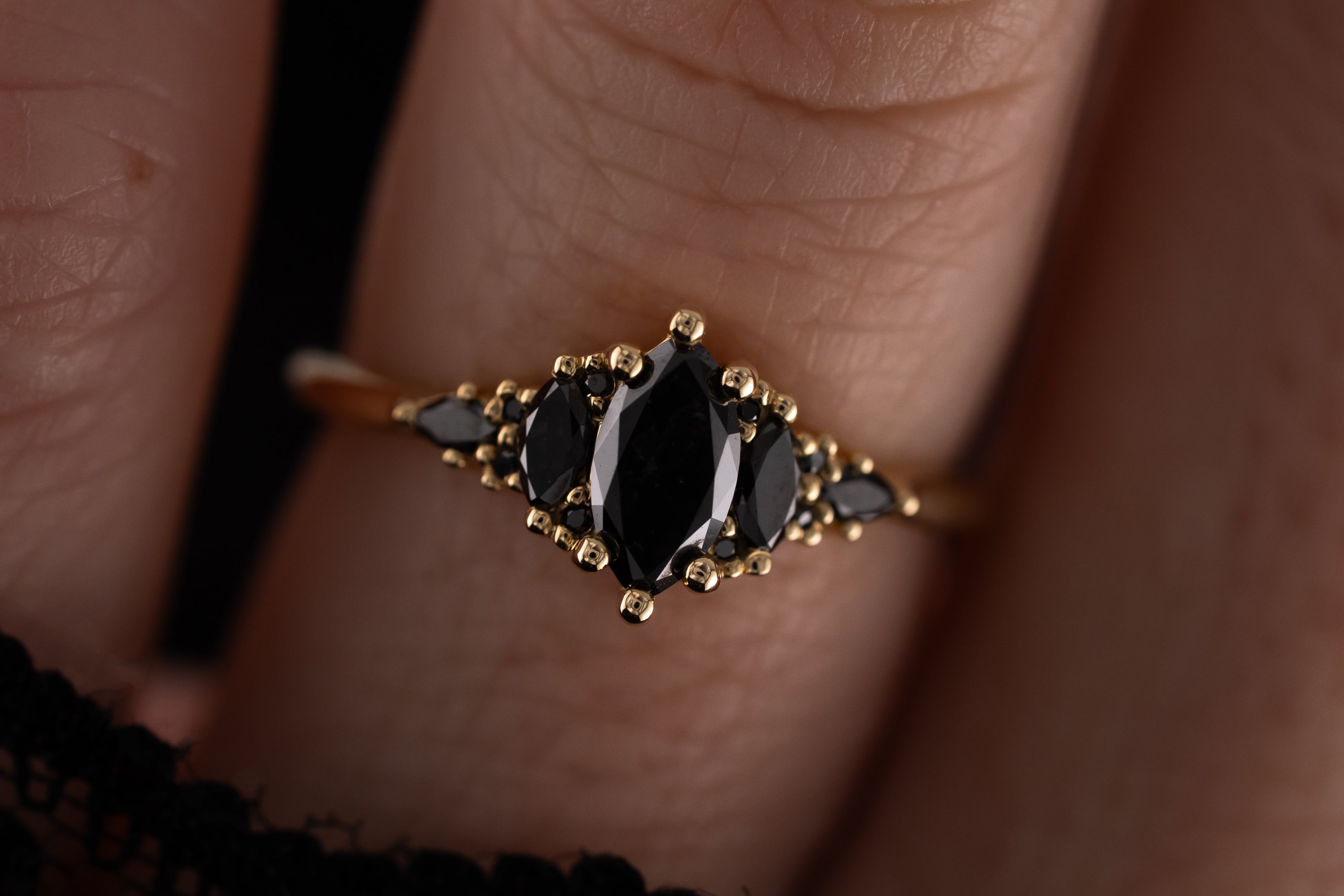 The Mini Maeve Ring | Marquise Black Diamond