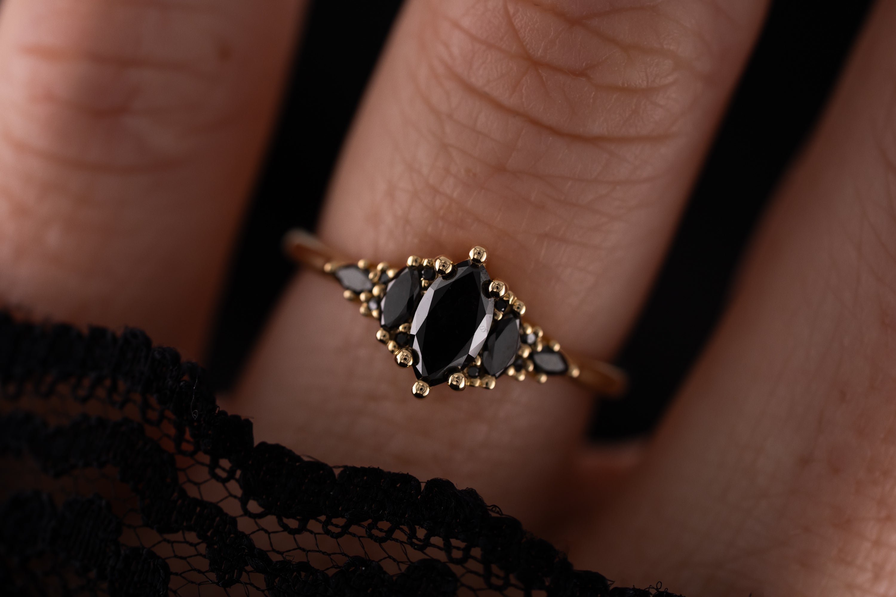 The Mini Maeve Ring | Marquise Black Diamond