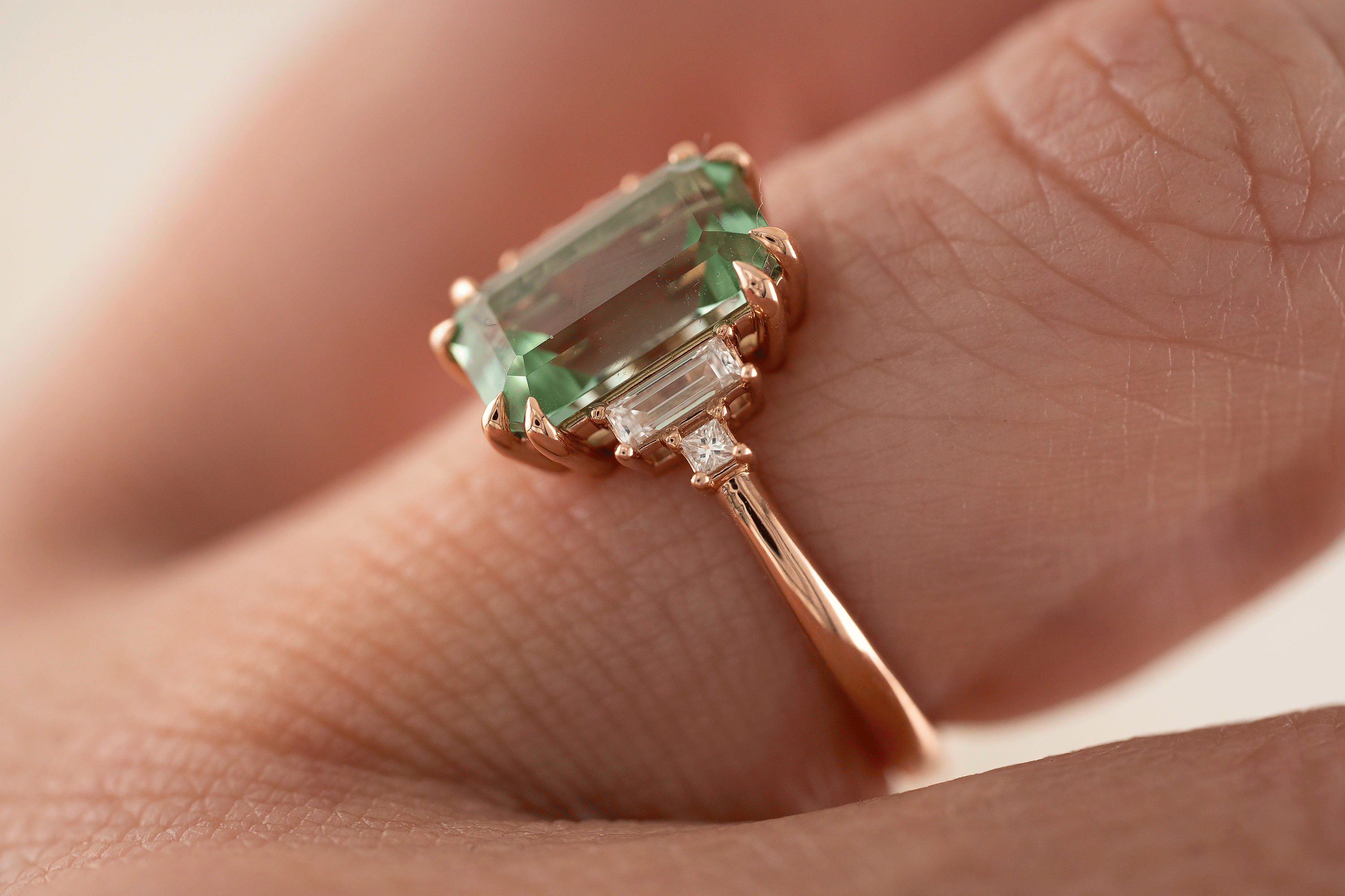 The Mira Ring | 2.69 CT Emerald Cut Lagoon Tourmaline - Lavender Creek Gems