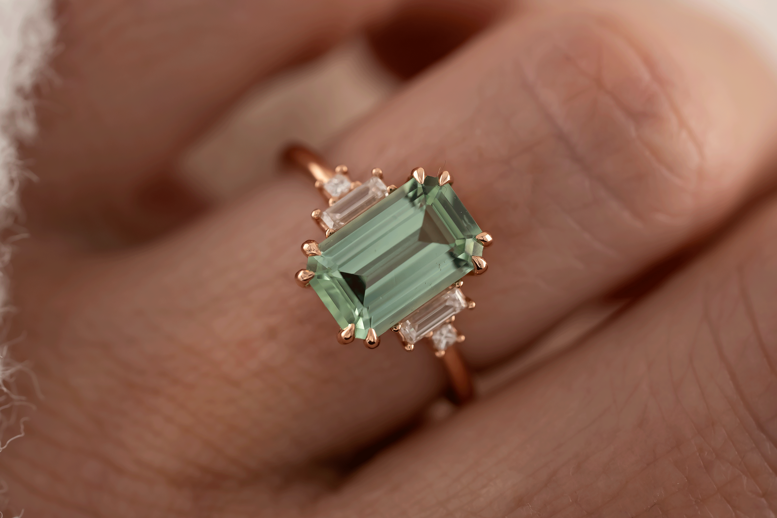 The Mira Ring | 2.69 CT Emerald Cut Lagoon Tourmaline - Lavender Creek Gems