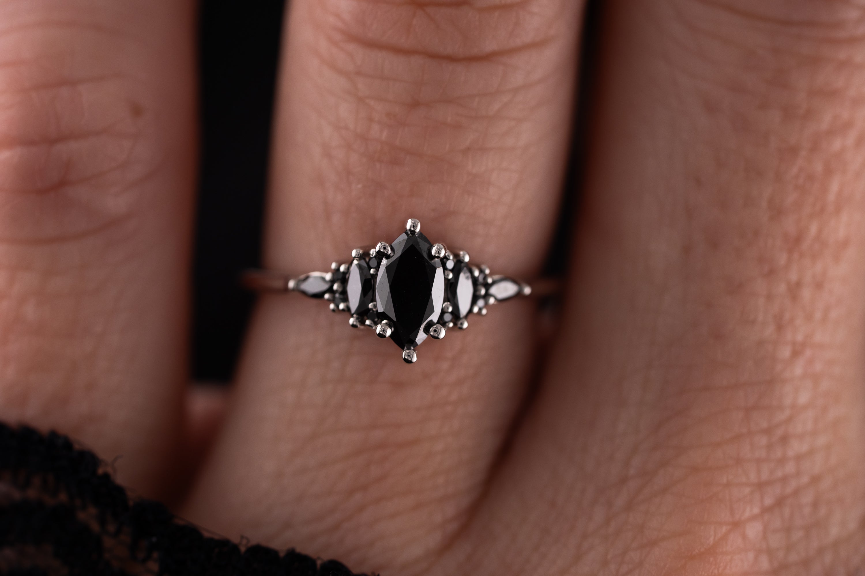 The Mini Maeve Ring | Marquise Black Diamond