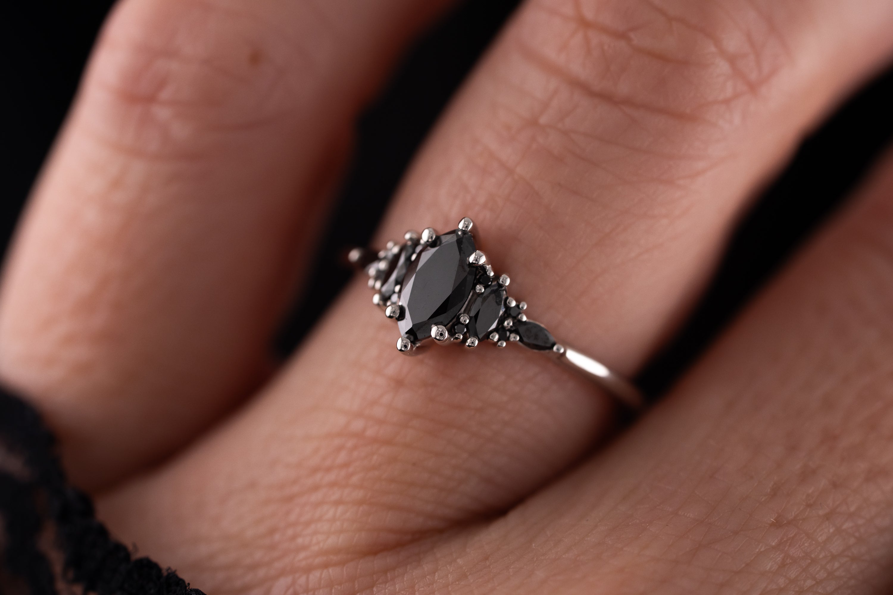The Mini Maeve Ring | Marquise Black Diamond