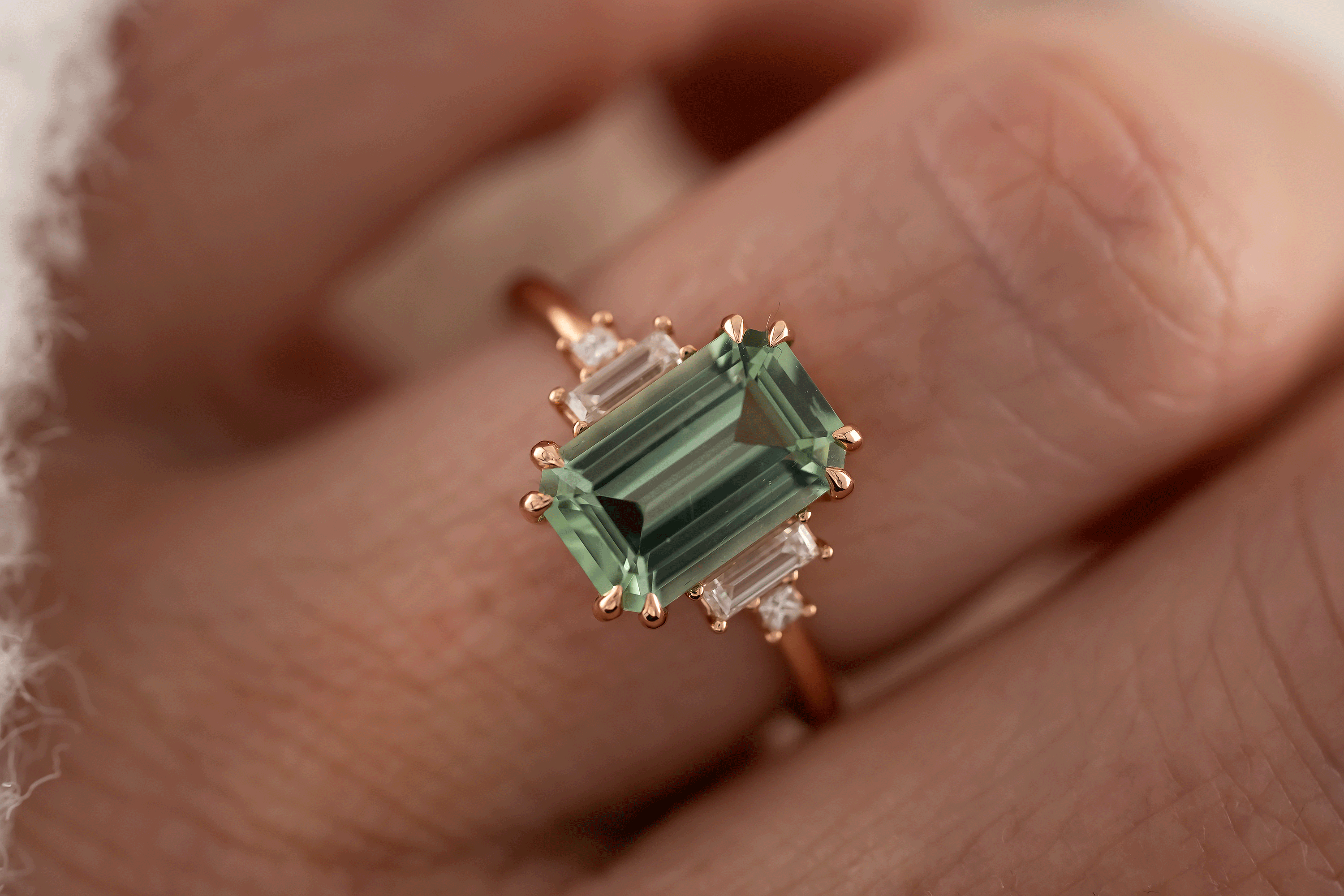 The Mira Ring | 2.69 CT Emerald Cut Lagoon Tourmaline - Lavender Creek Gems
