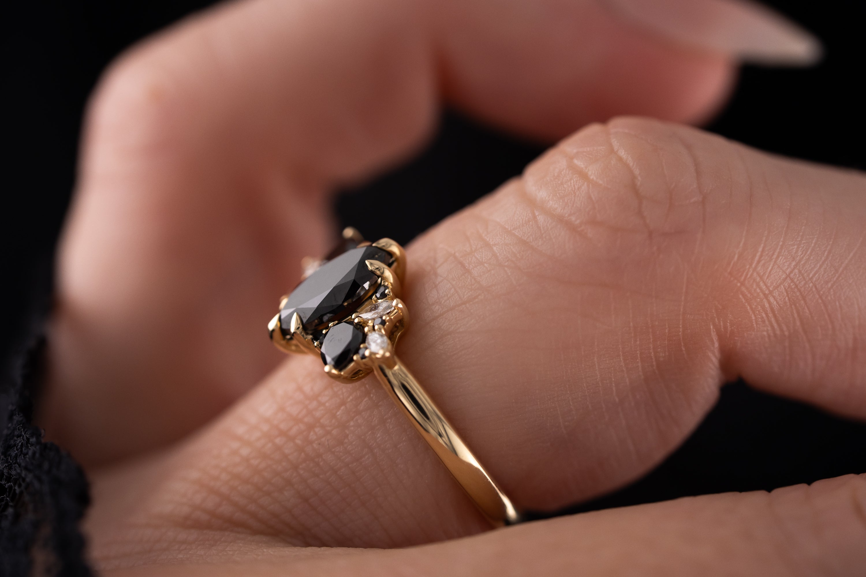 The Fleur Ring | 1 CT Marquise Black Diamond