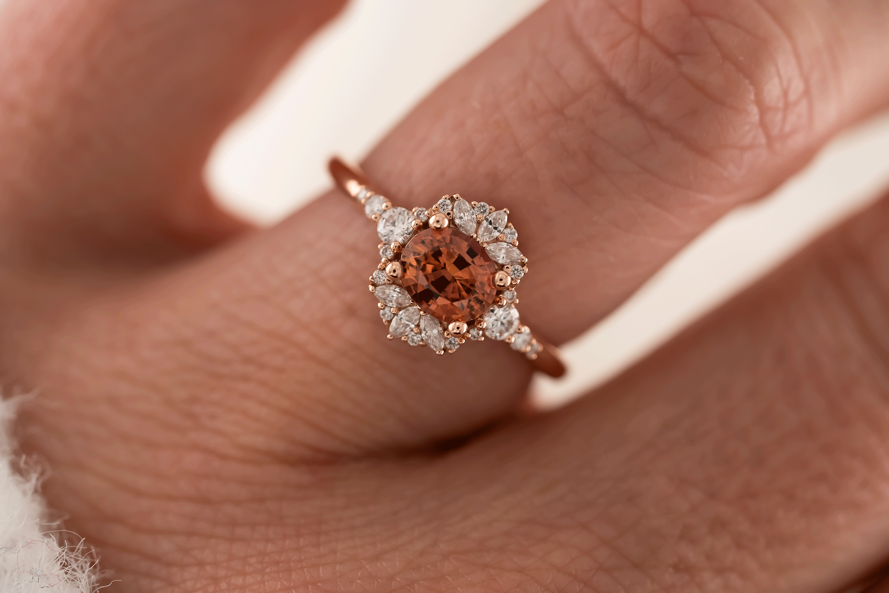 The Comtesse Ring | 0.88 CT Oval Orange Sapphire - Lavender Creek Gems