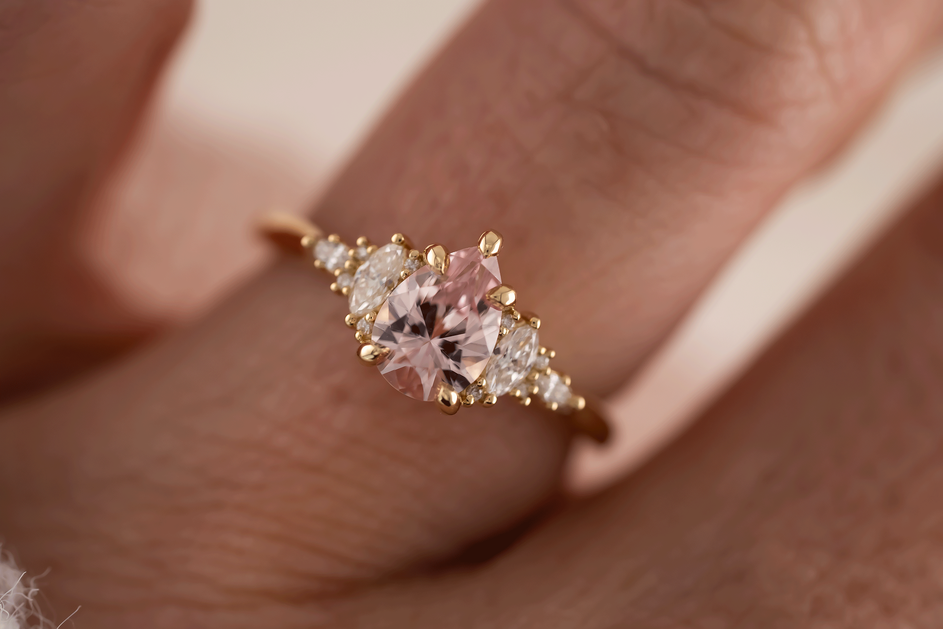 The Maeve Ring | 1.1 CT Pear Peachy Pink Sapphire - Lavender Creek Gems