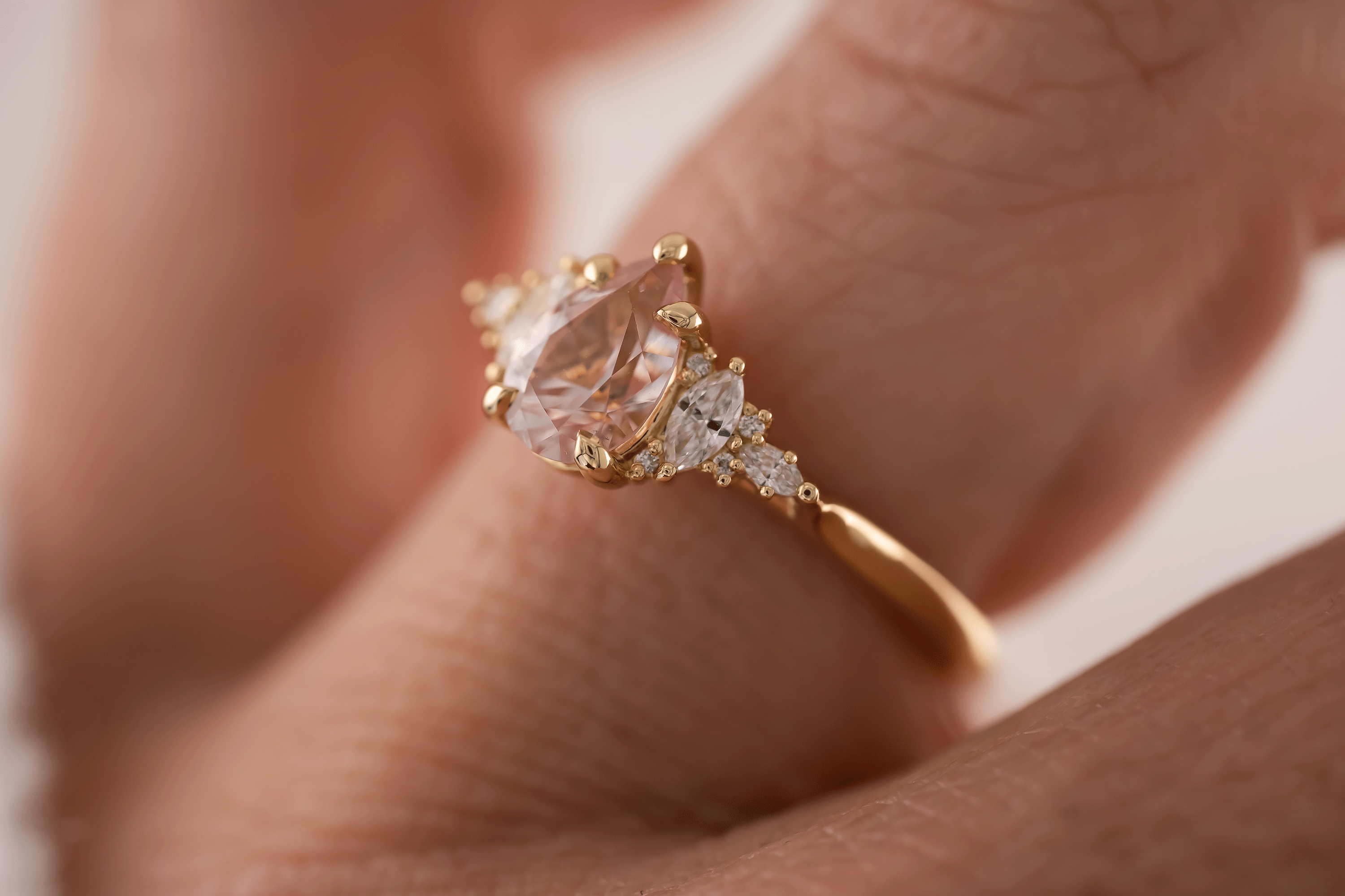 The Maeve Ring | 1.1 CT Pear Peachy Pink Sapphire - Lavender Creek Gems