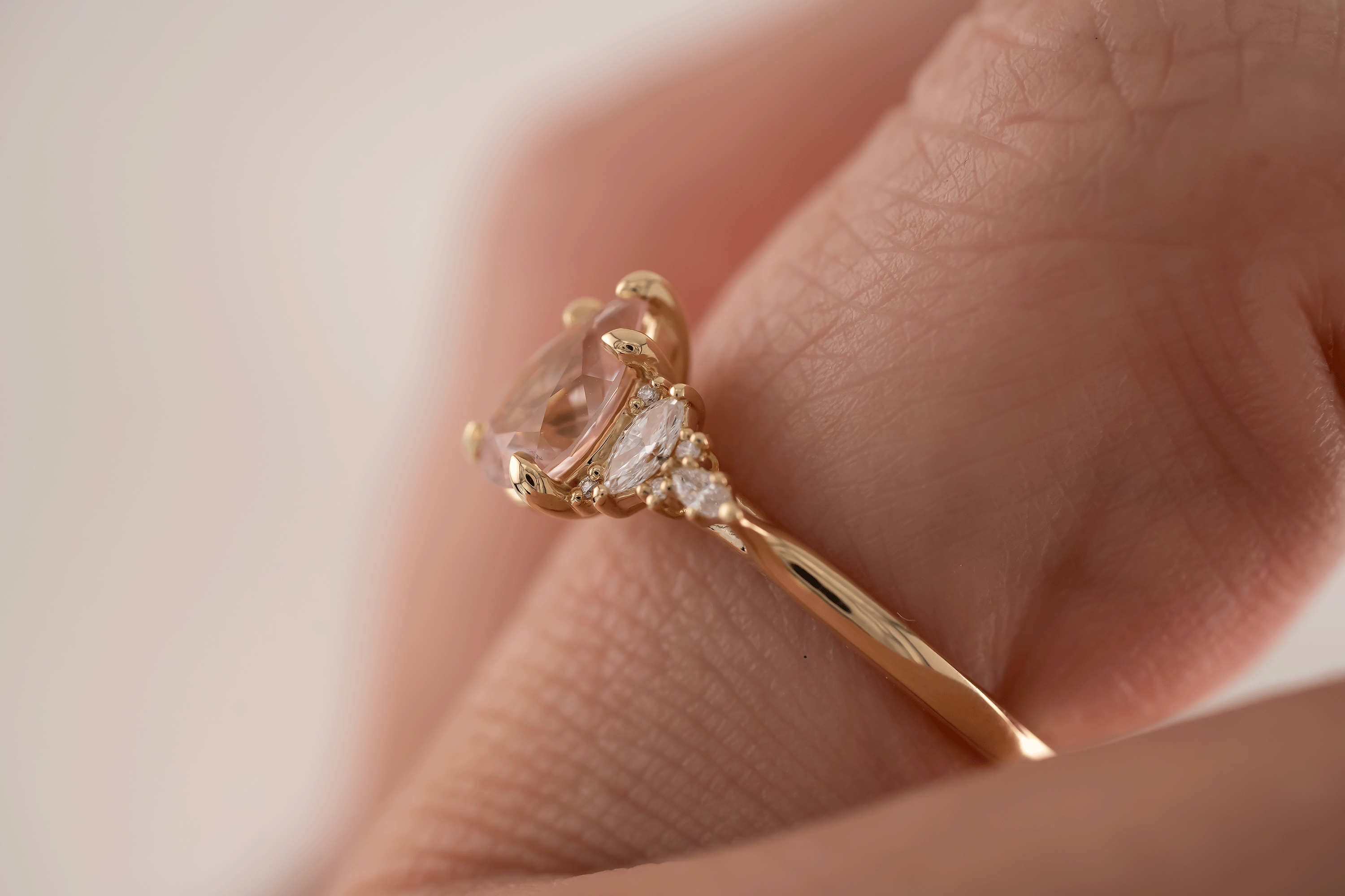 The Maeve Ring | 1.1 CT Pear Peachy Pink Sapphire - Lavender Creek Gems