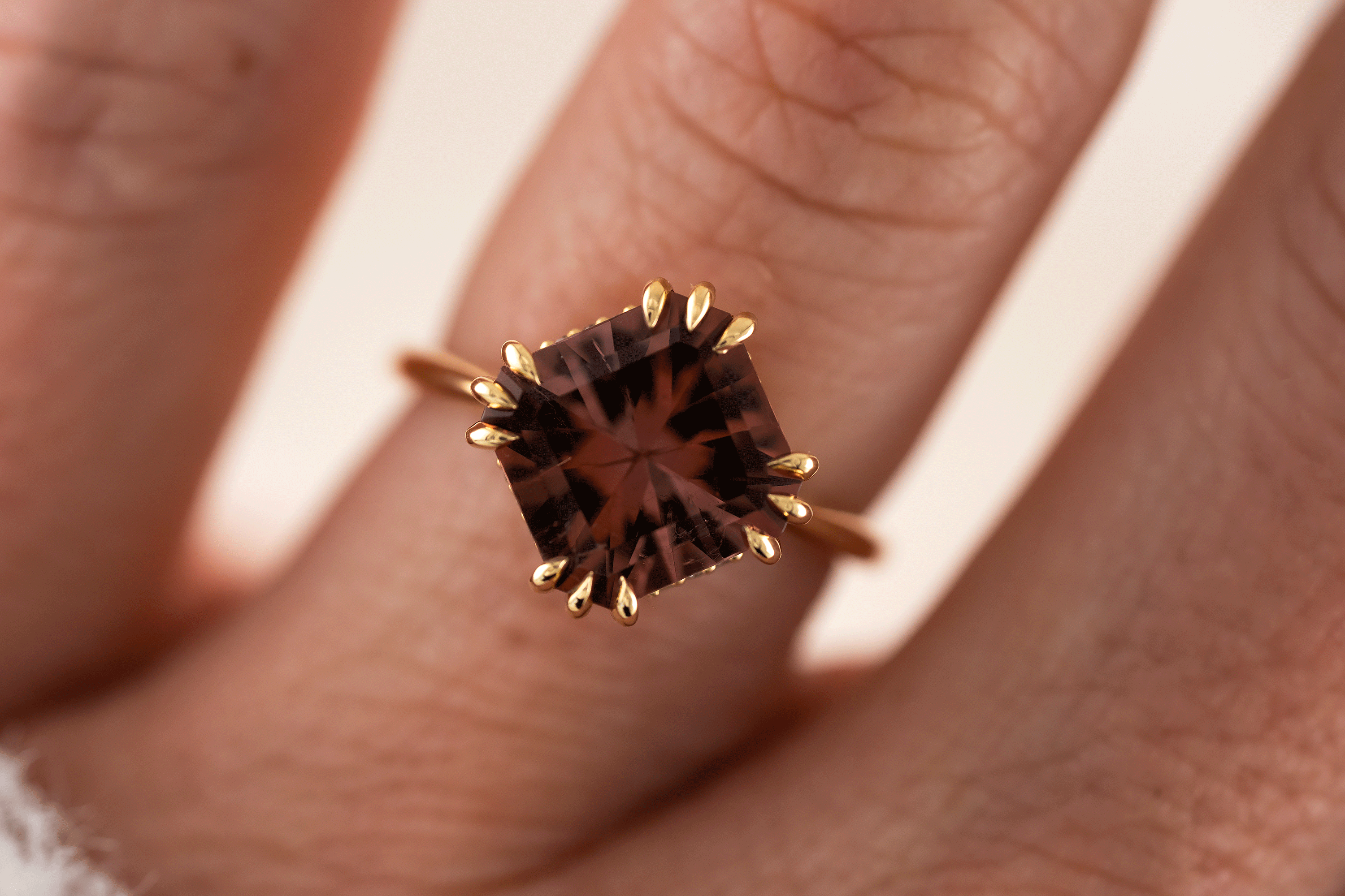 The Thalassa Ring | 4.5 CT Radiant Rosewood Tourmaline - Lavender Creek Gems