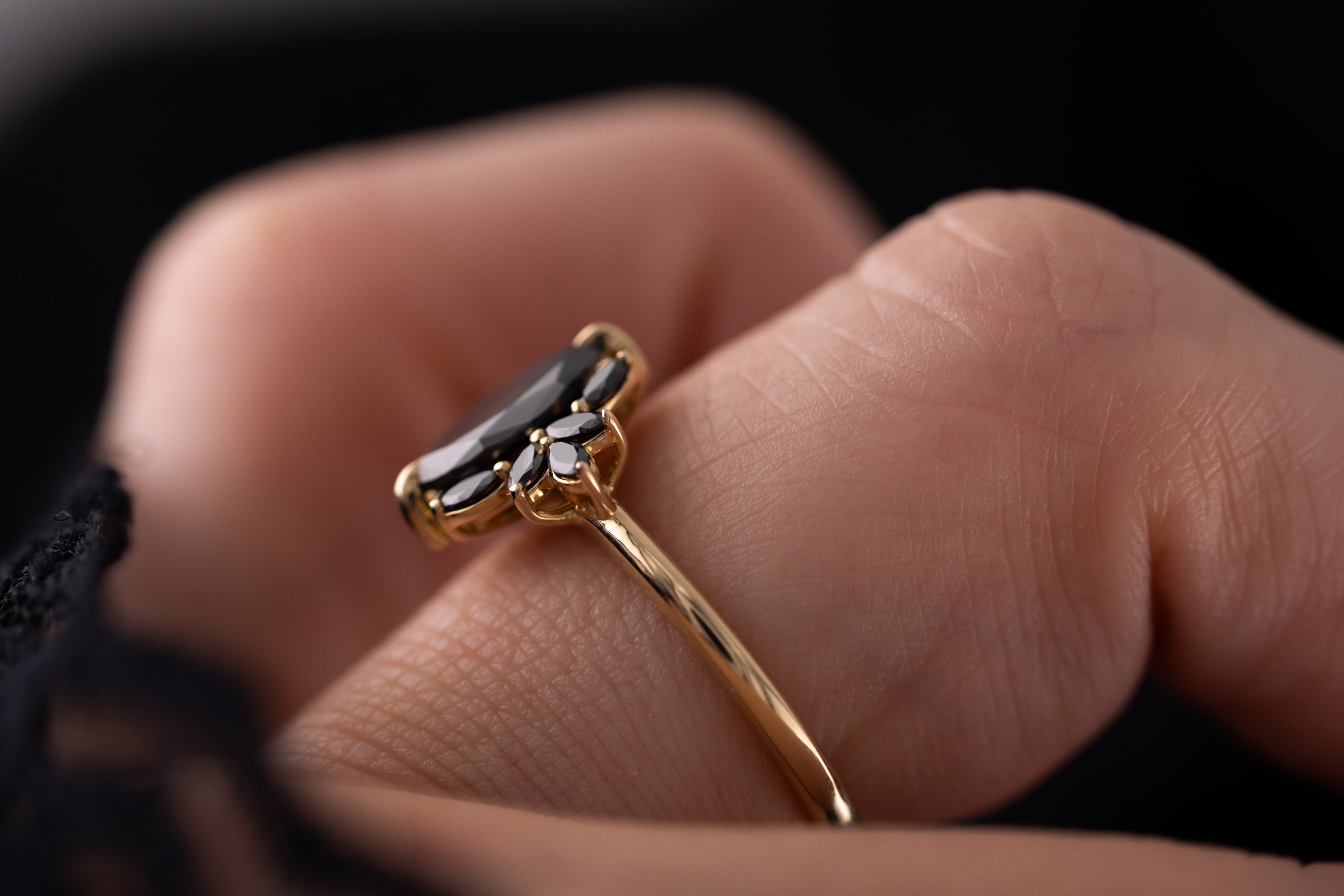 The Mitra Ring | 1.2 CT Marquise Black Diamond