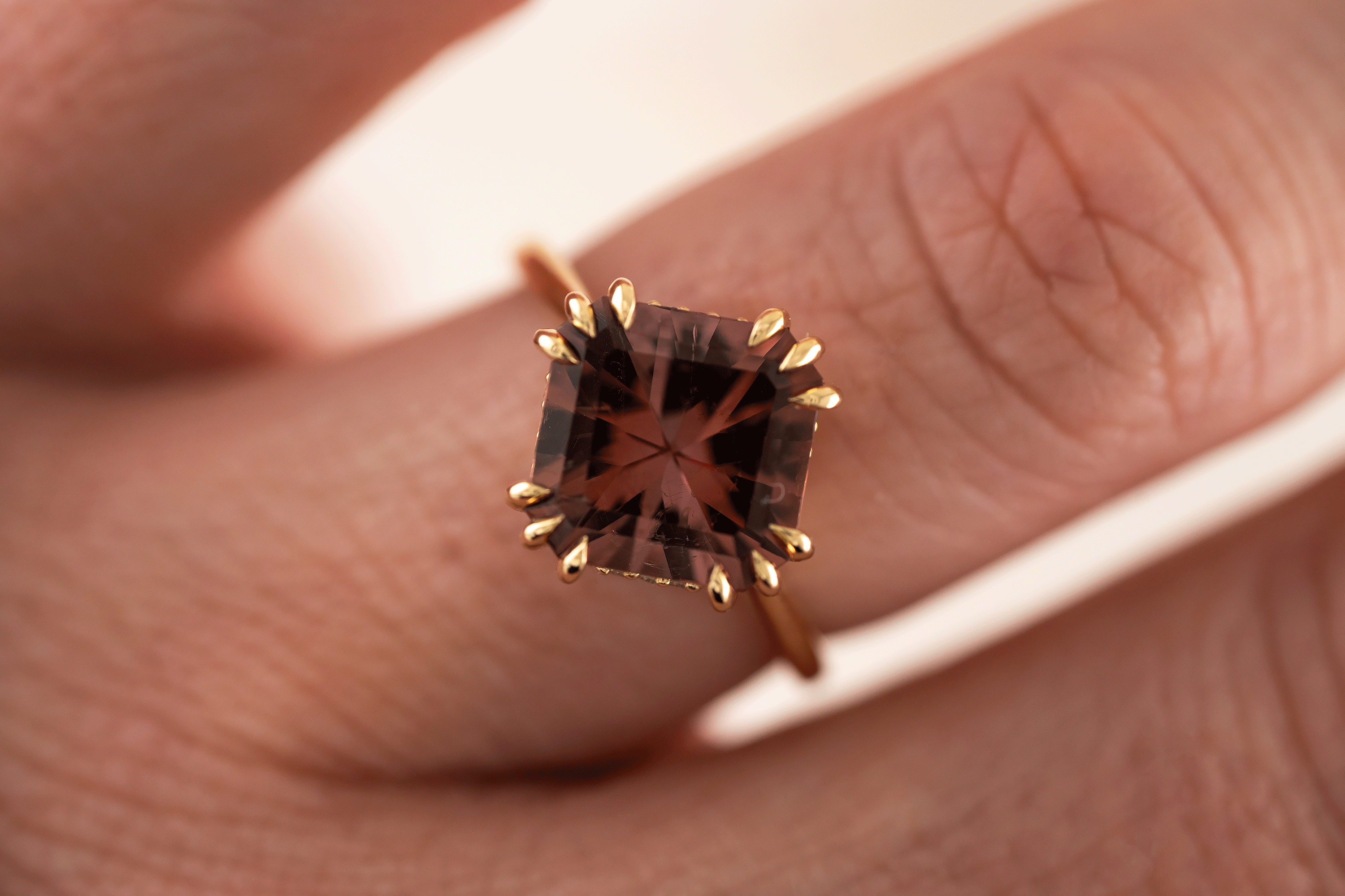 The Thalassa Ring | 4.5 CT Radiant Rosewood Tourmaline - Lavender Creek Gems