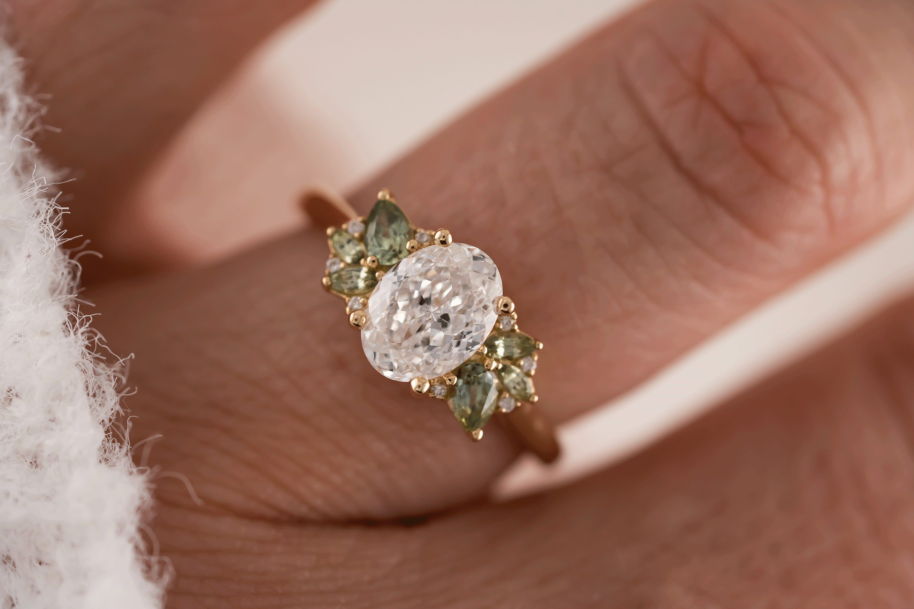 The Fleur Ring | 1.53 CT Portuguese Cut Oval Diamond - Lavender Creek Gems