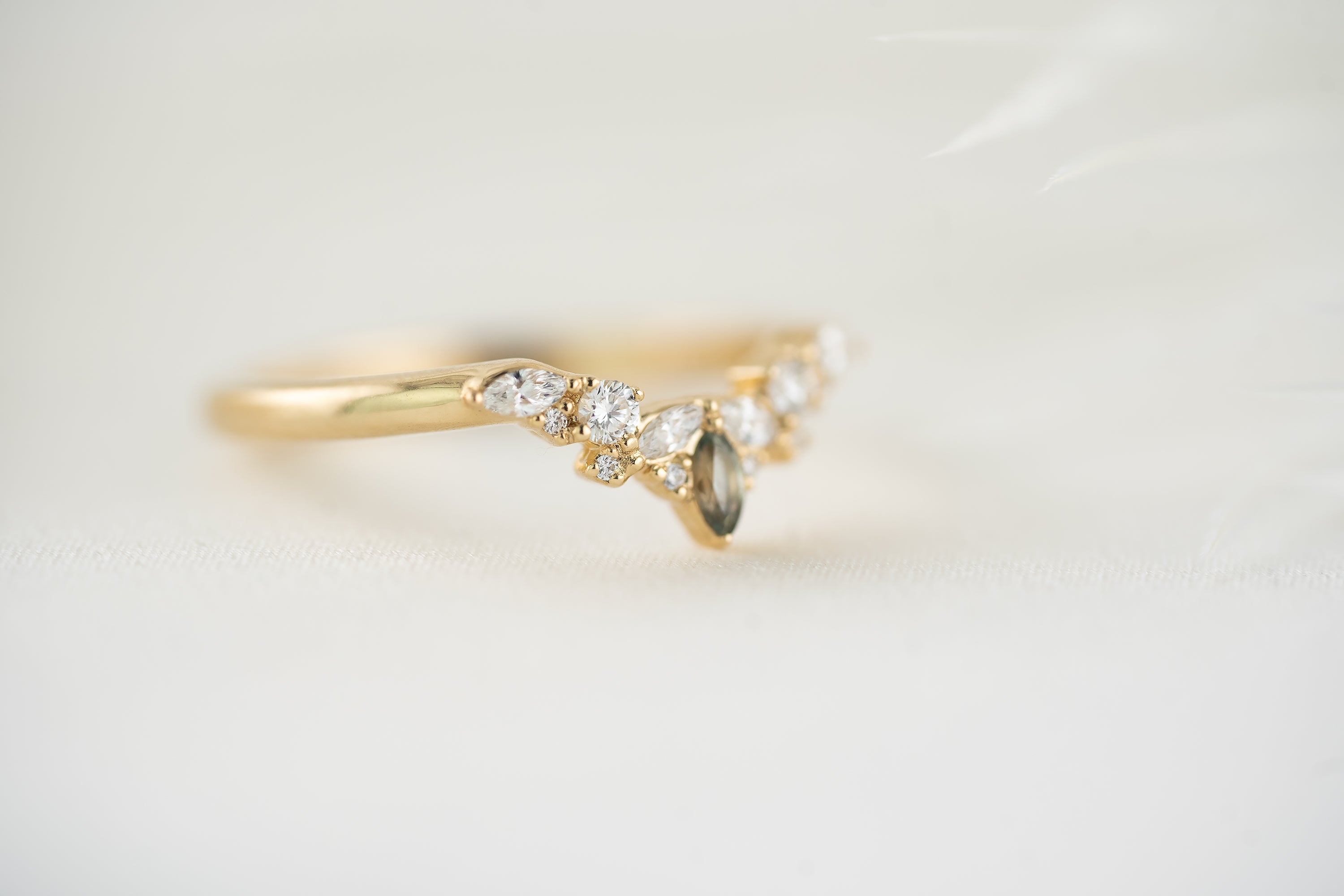 The Tiara Band | Teal Green Sapphire - Lavender Creek Gems