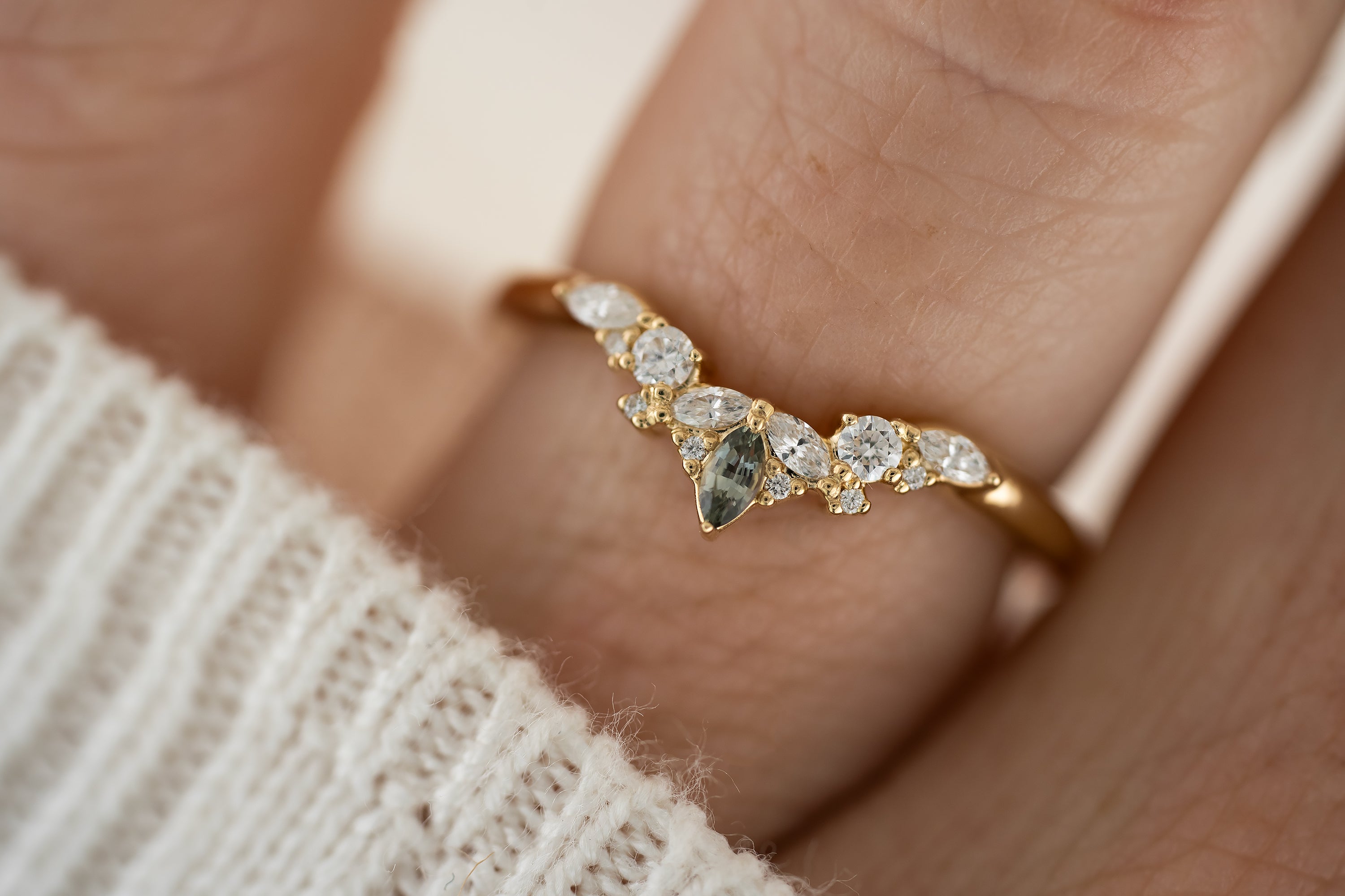 The Tiara Band | Teal Green Sapphire - Lavender Creek Gems
