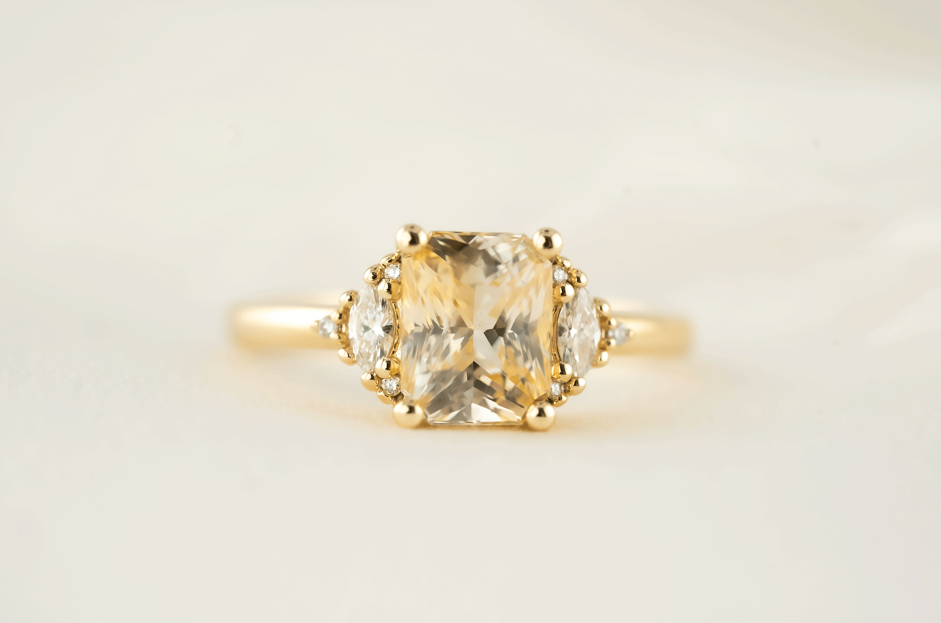 The Maren Ring | 2.29 CT Radiant Golden Yellow Sapphire - Lavender Creek Gems