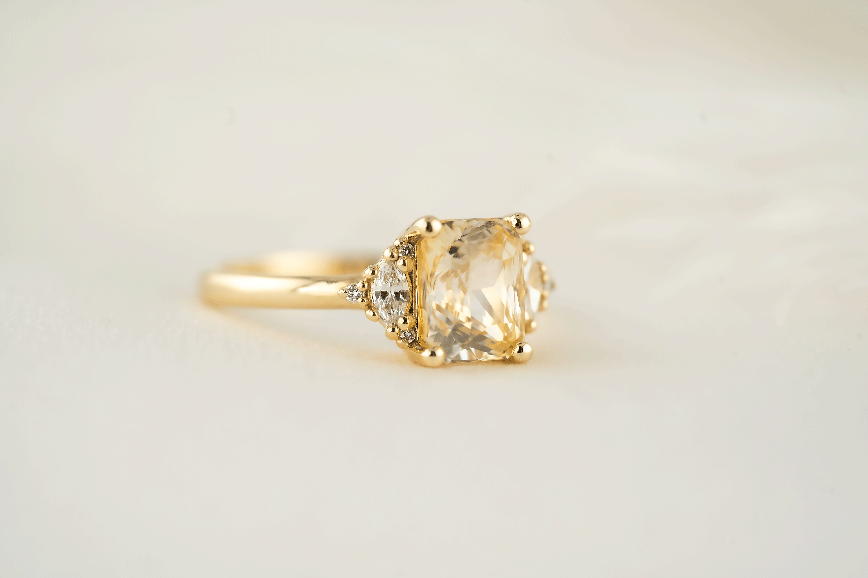 The Maren Ring | 2.29 CT Radiant Golden Yellow Sapphire - Lavender Creek Gems