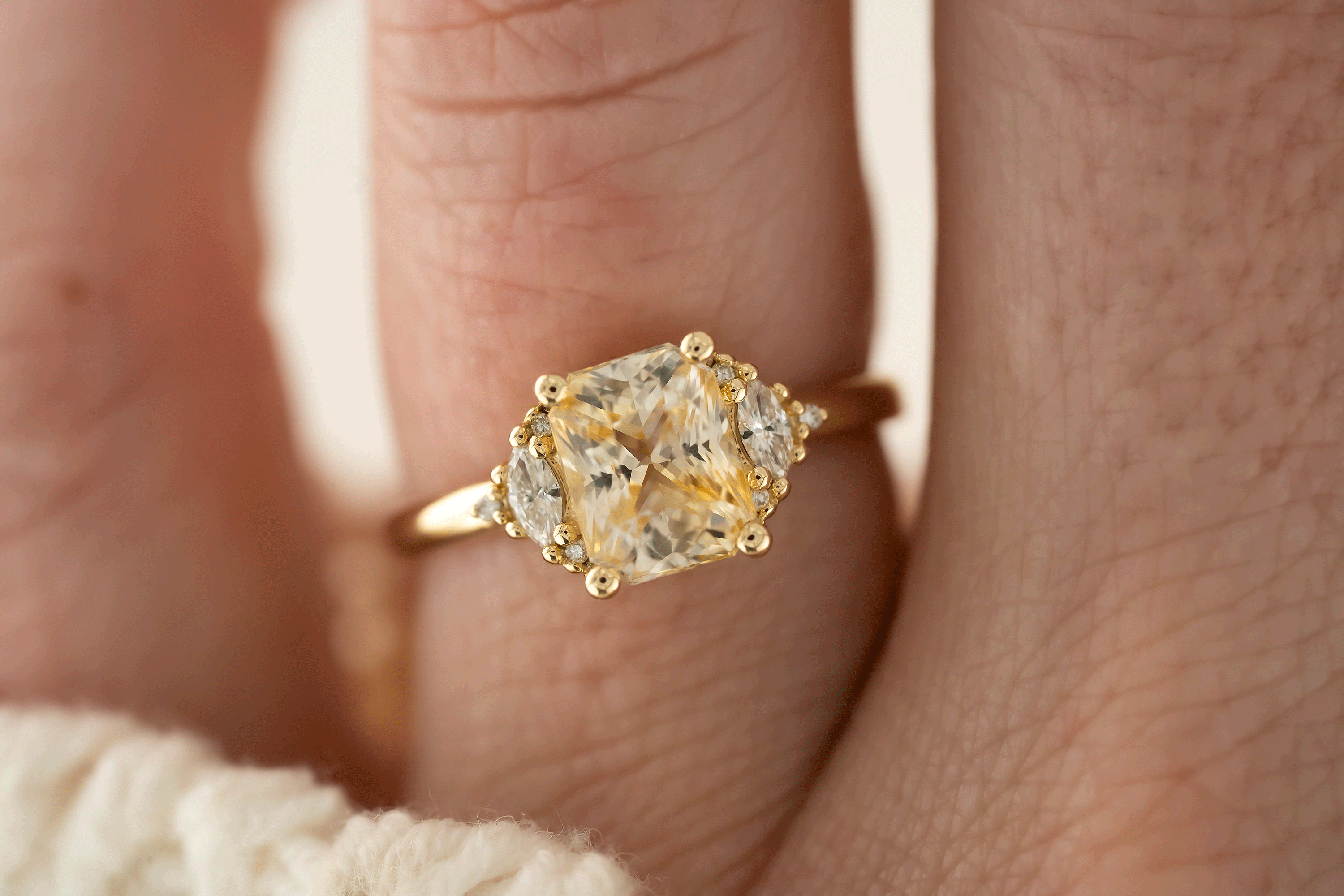 The Maren Ring | 2.29 CT Radiant Golden Yellow Sapphire - Lavender Creek Gems
