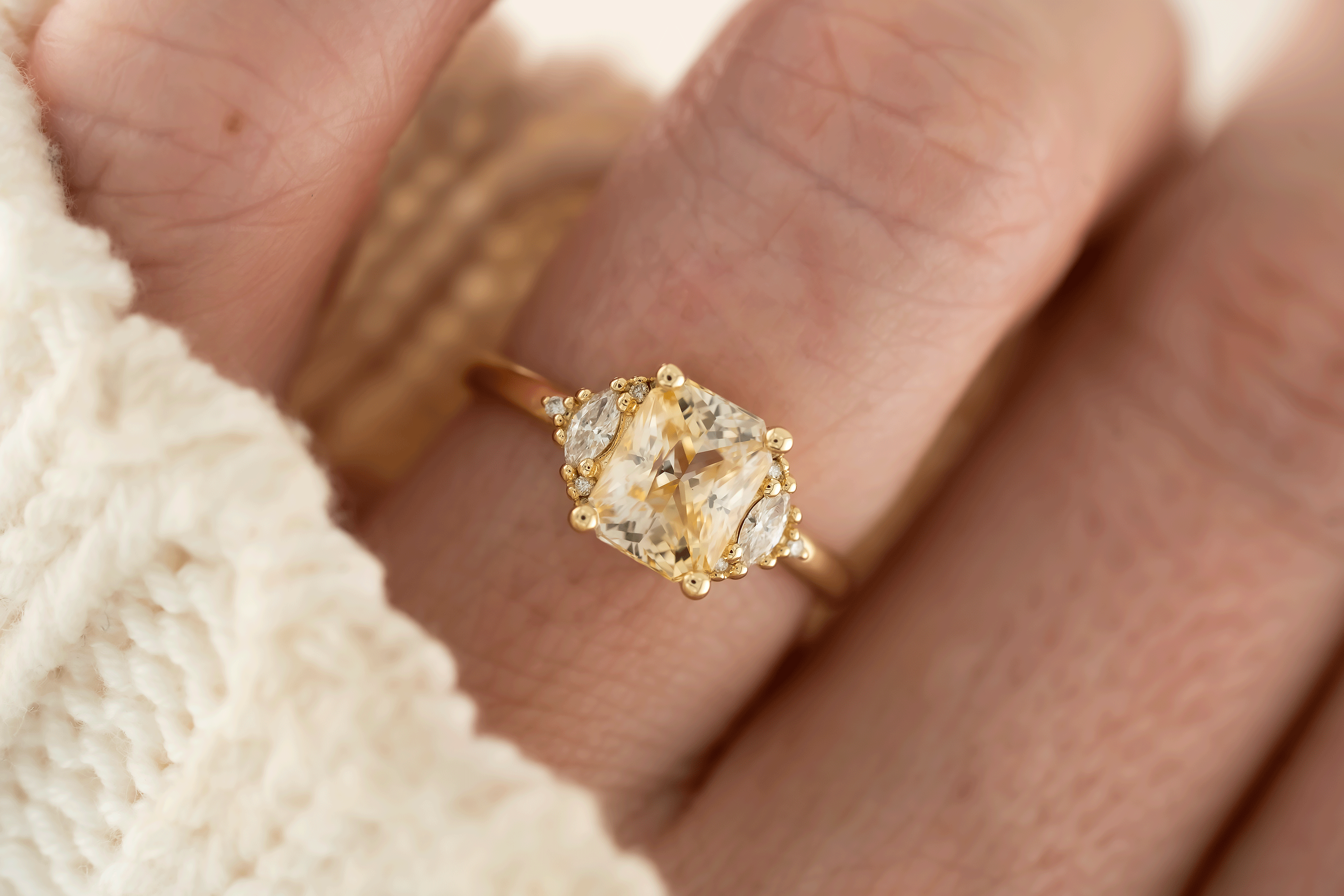 The Maren Ring | 2.29 CT Radiant Golden Yellow Sapphire - Lavender Creek Gems