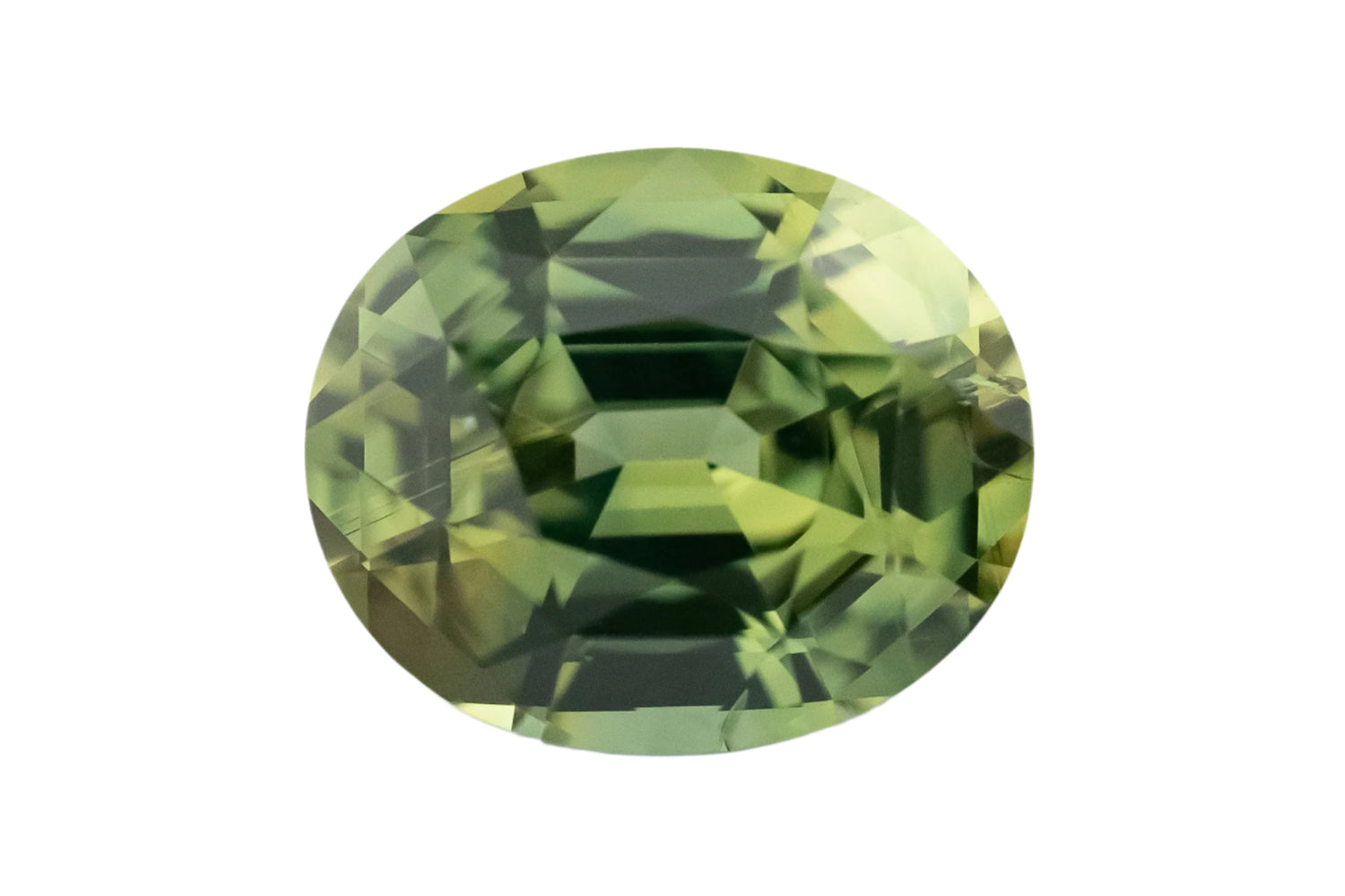 1.87 CT Oval Cut Green Parti Sapphire - Lavender Creek Gems