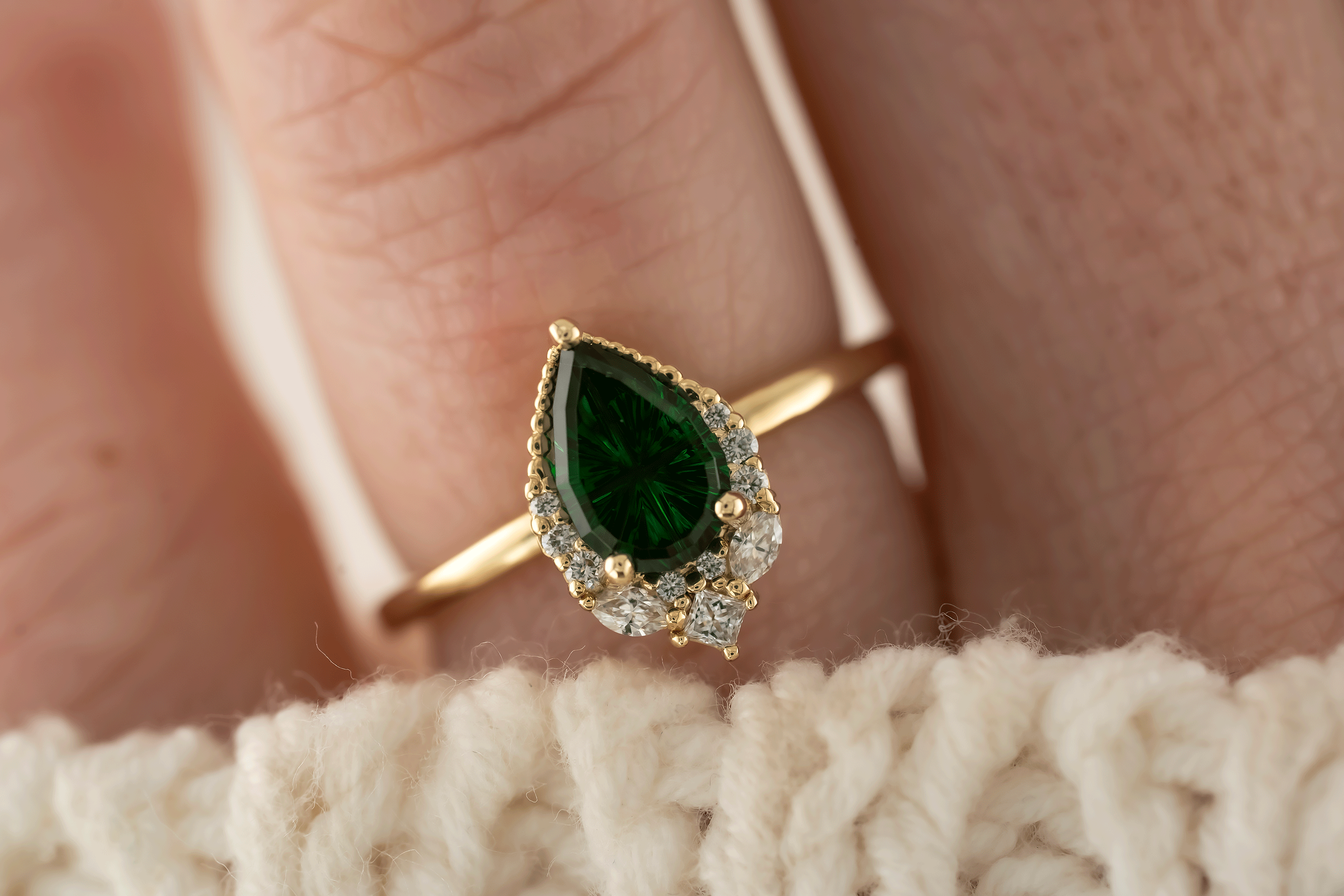 The Charlotte Ring | 1.4 Pear Starbrite™ Tsavorite Garnet - Lavender Creek Gems