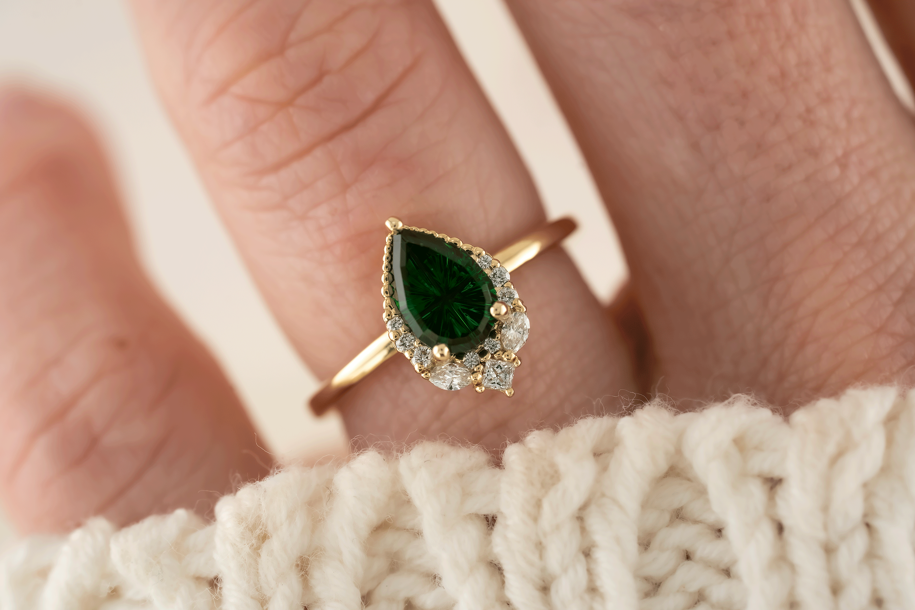 The Charlotte Ring | 1.4 Pear Starbrite™ Tsavorite Garnet - Lavender Creek Gems