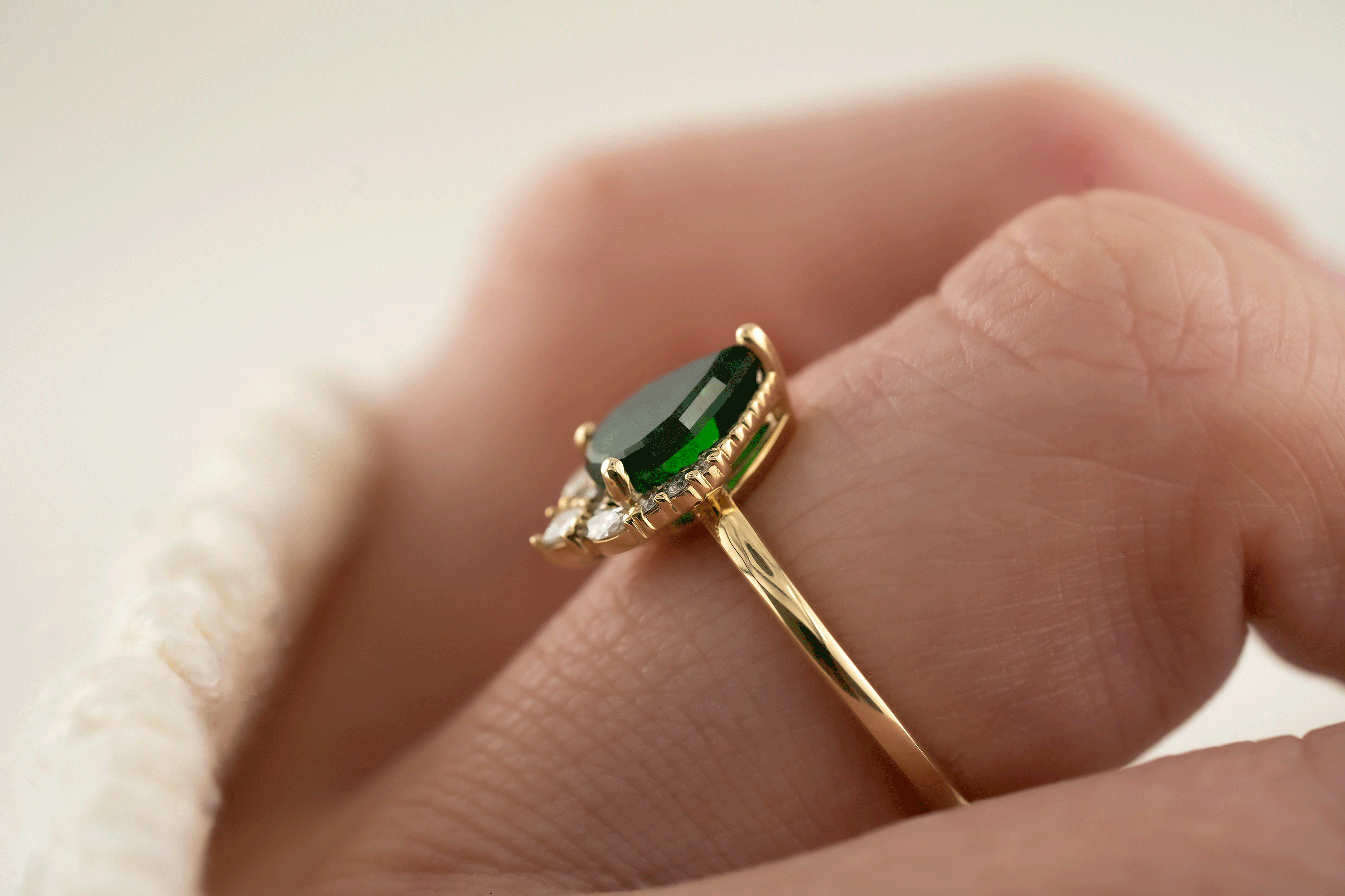 The Charlotte Ring | 1.4 Pear Starbrite™ Tsavorite Garnet - Lavender Creek Gems