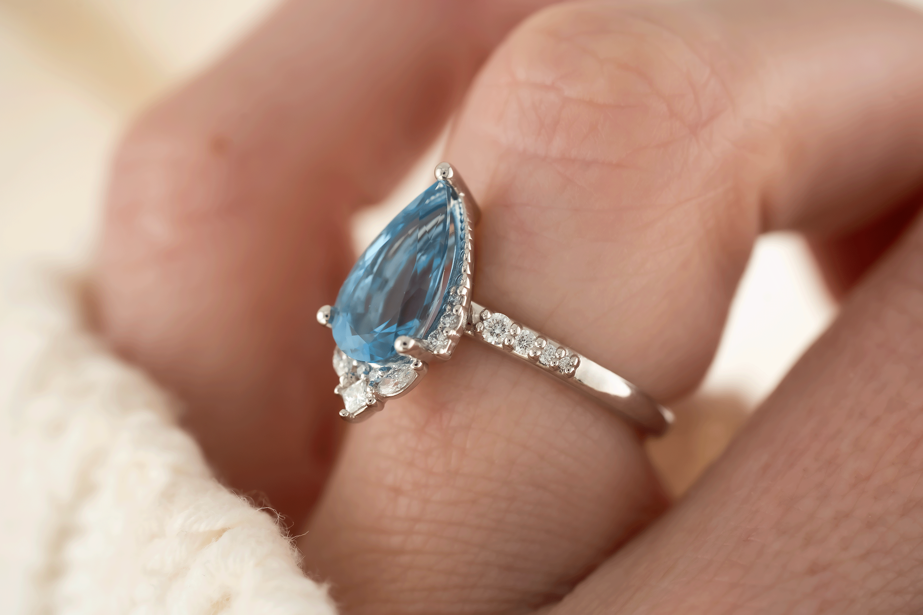 The Charlotte Ring | 1.96 CT Pear Aquamarine - Lavender Creek Gems