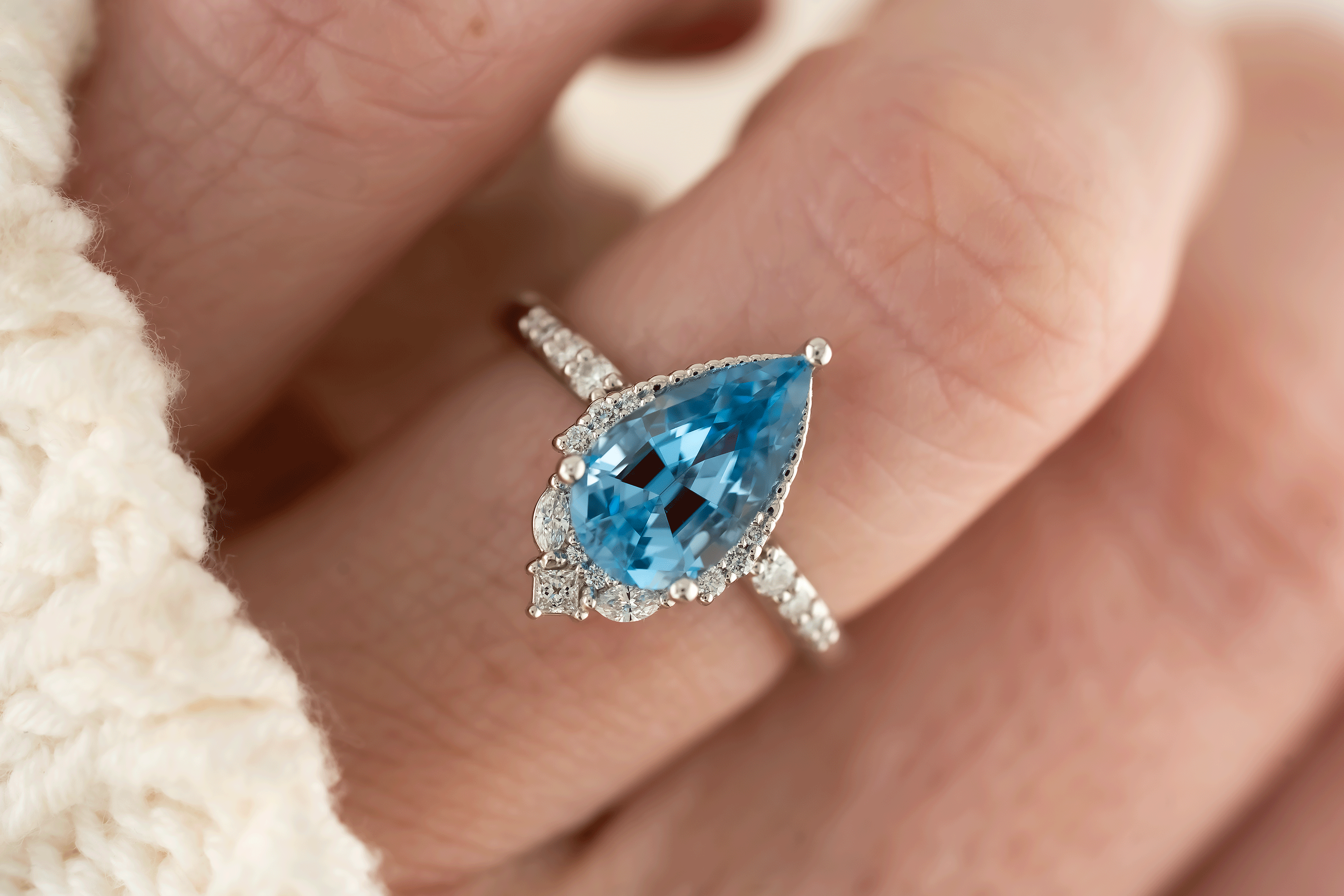 The Charlotte Ring | 1.96 CT Pear Aquamarine - Lavender Creek Gems