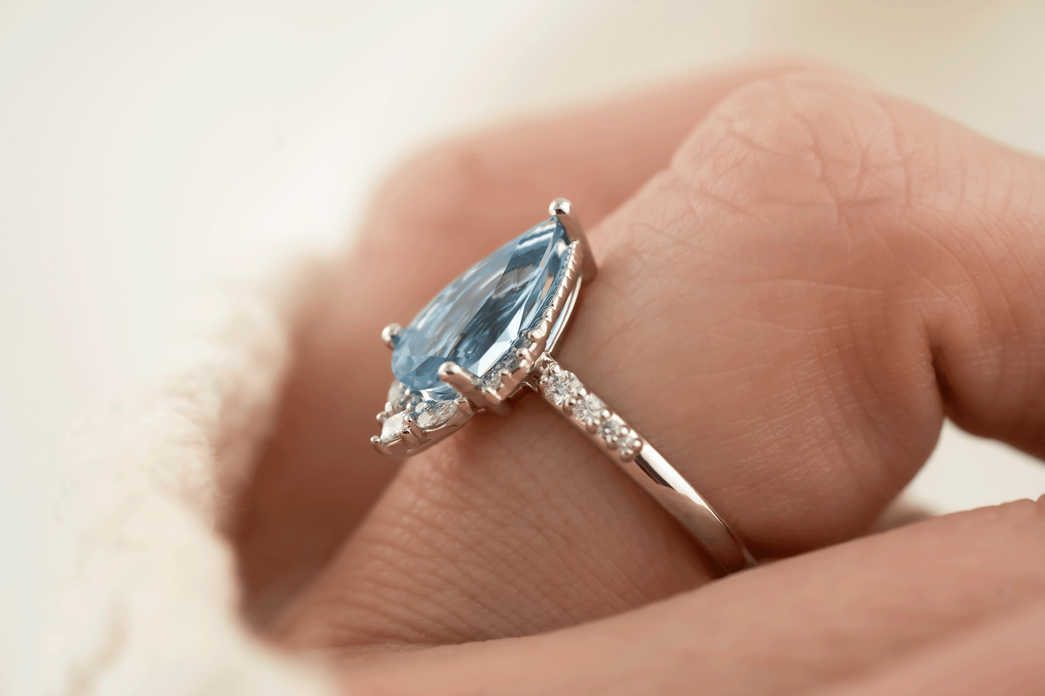 The Charlotte Ring | 1.96 CT Pear Aquamarine - Lavender Creek Gems