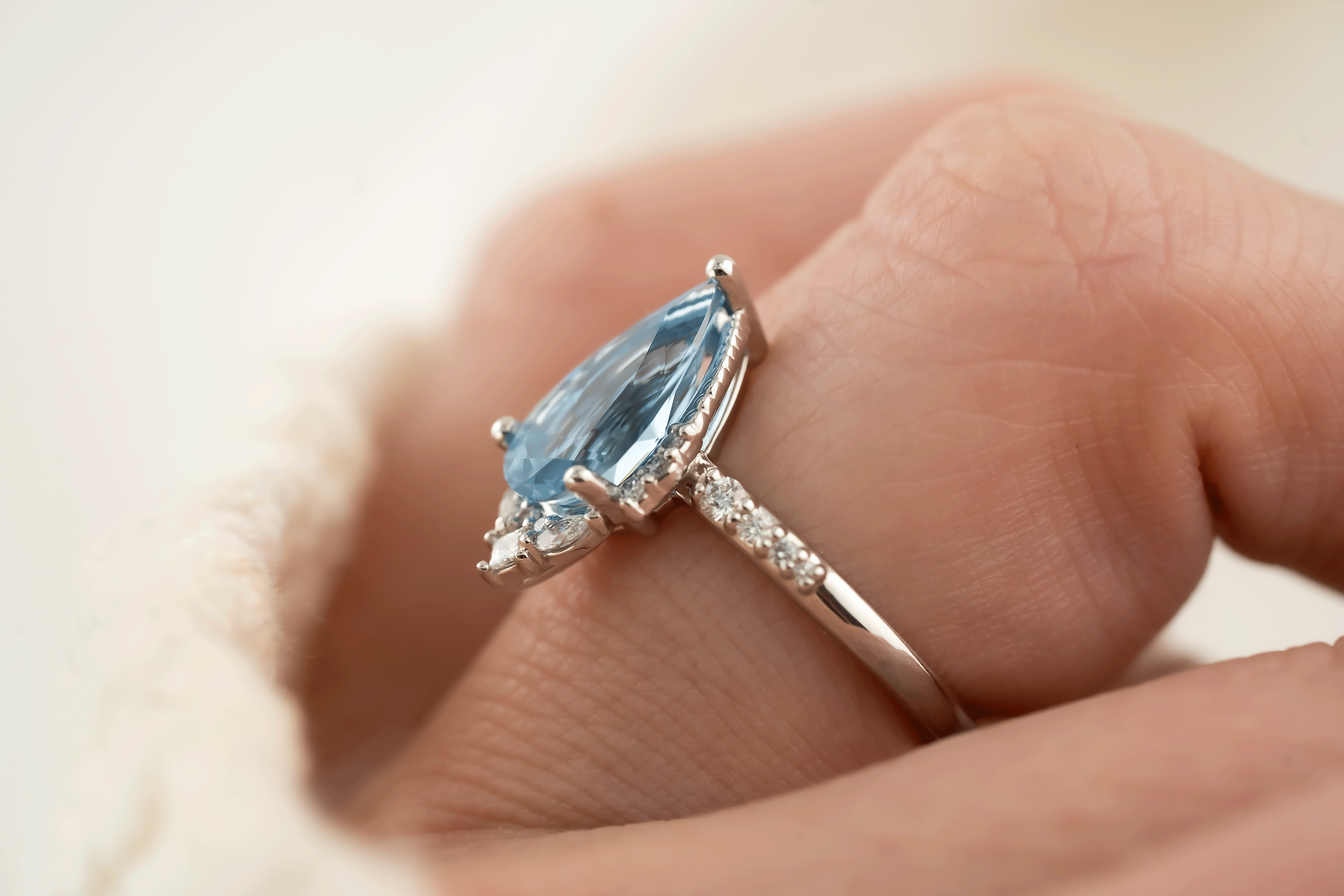 The Charlotte Ring | 1.96 CT Pear Aquamarine - Lavender Creek Gems