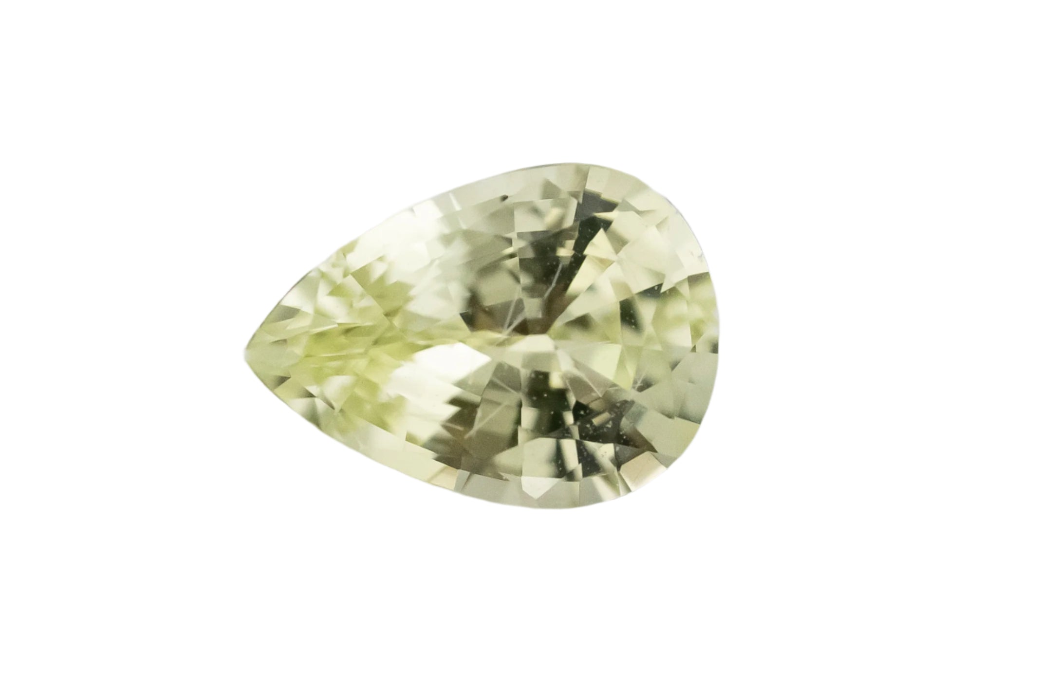 0.76 CT Pear Cut Light Yellow Green Sapphire - Lavender Creek Gems