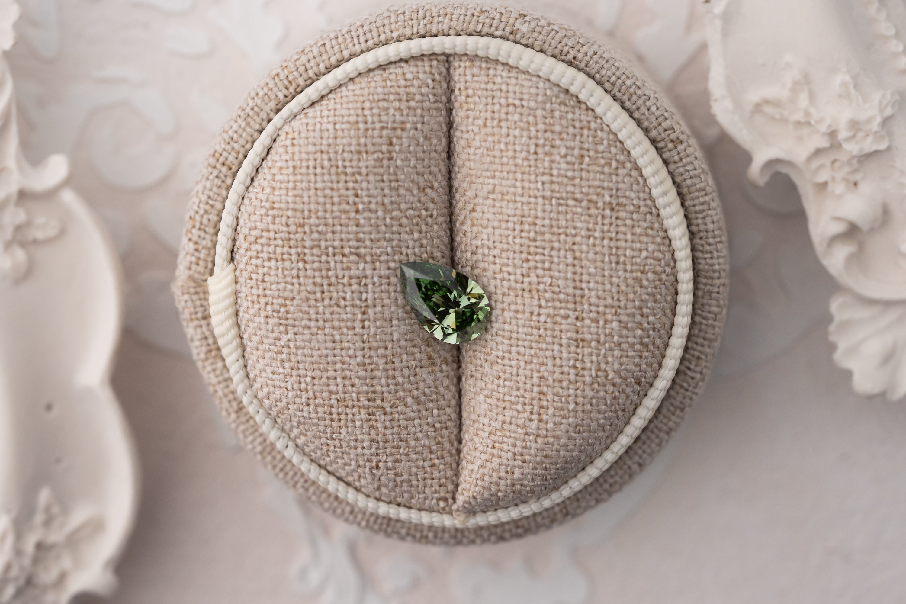 1.5 CT Lab Created Pear Cut Green Diamond