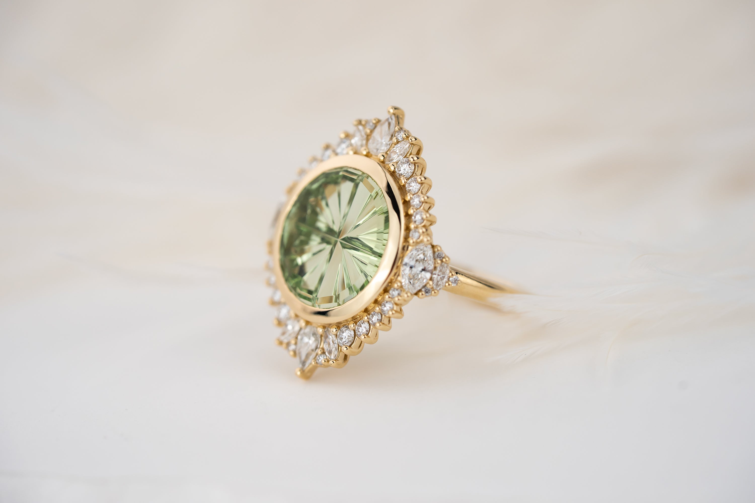 The Ethereal Ring | 4.51 CT Round Starbrite™ Green Tourmaline
