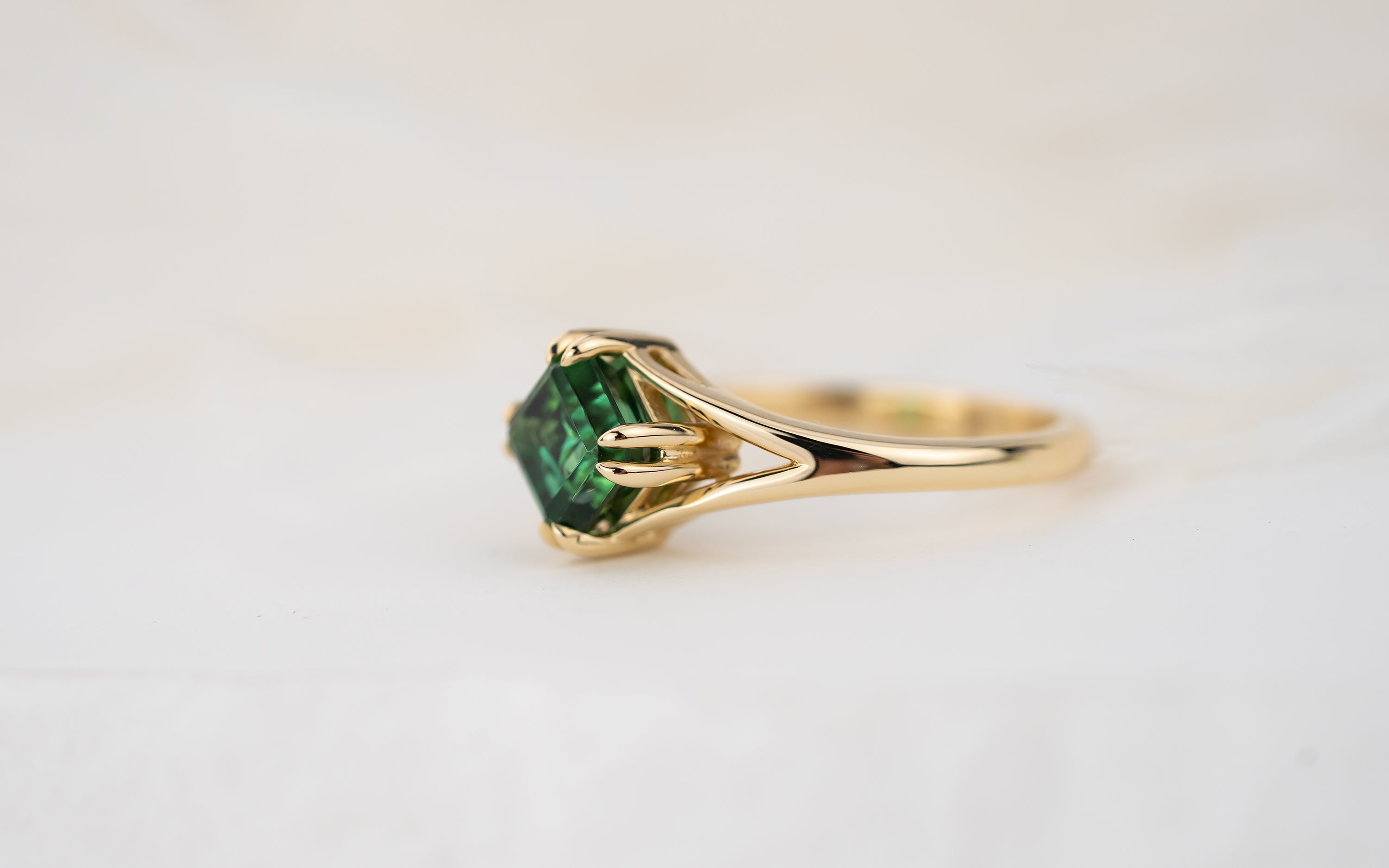 The Willow Ring | 1.56 CT Square Starbrite™ Green Tourmaline