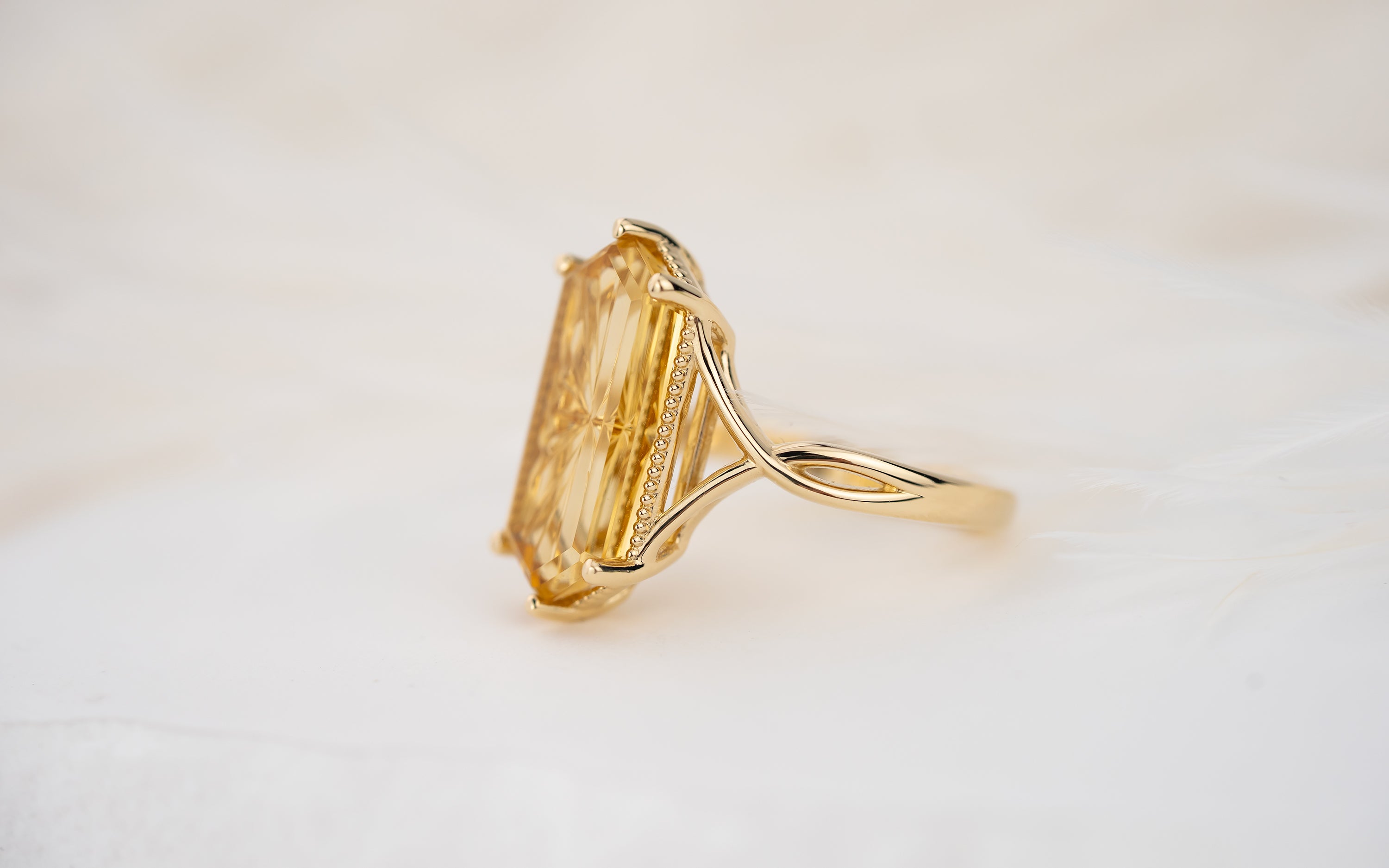 The Fates Ring | 5.01 Hexagon Starbrite™ Golden Beryl