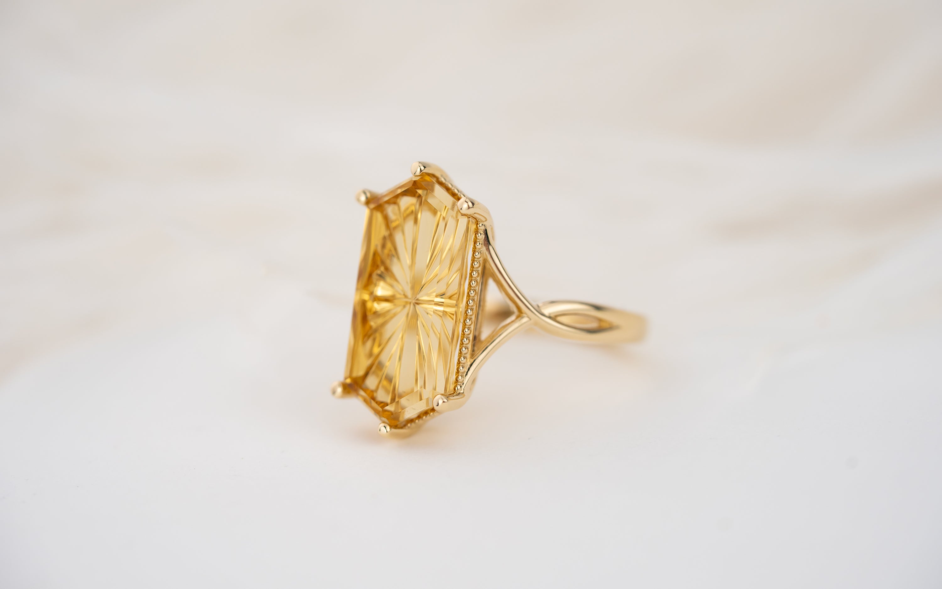 The Fates Ring | 5.01 Hexagon Starbrite™ Golden Beryl