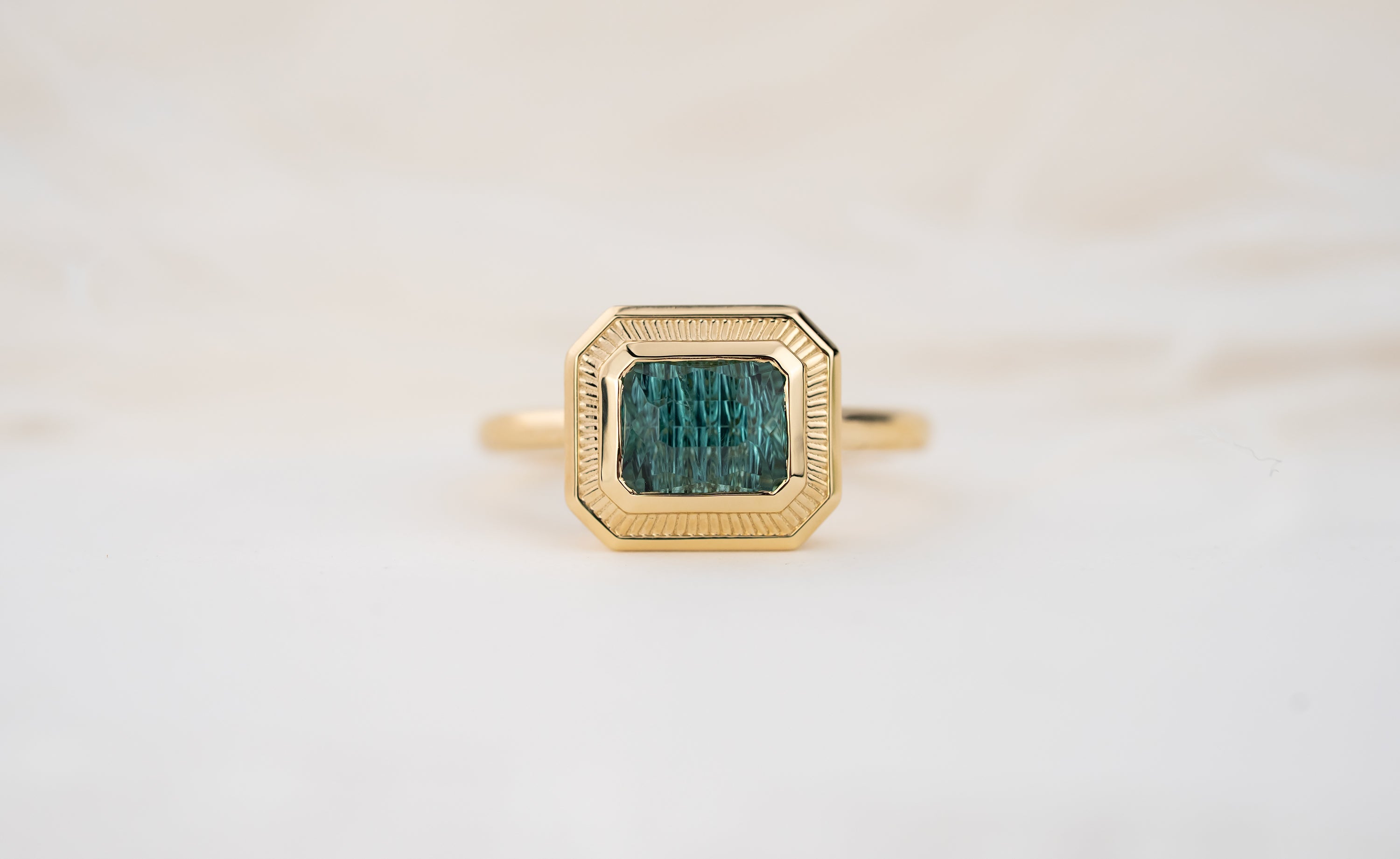 The Olympia Ring | 1.57 CT Rectangular Concave Cut Blue Tourmaline