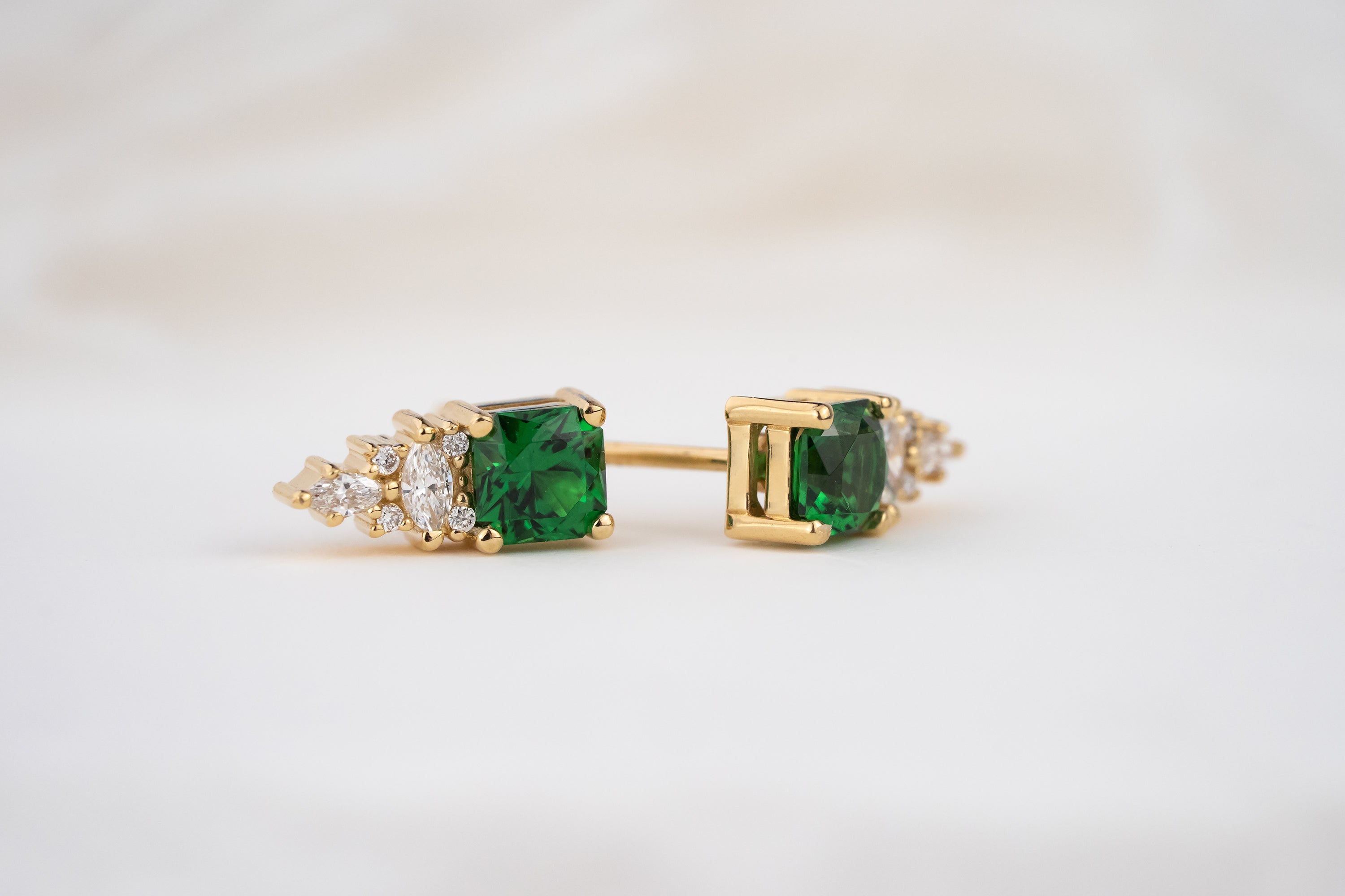The Maeve Stud Earrings | Radiant Tsavorite Garnet - Lavender Creek Gems