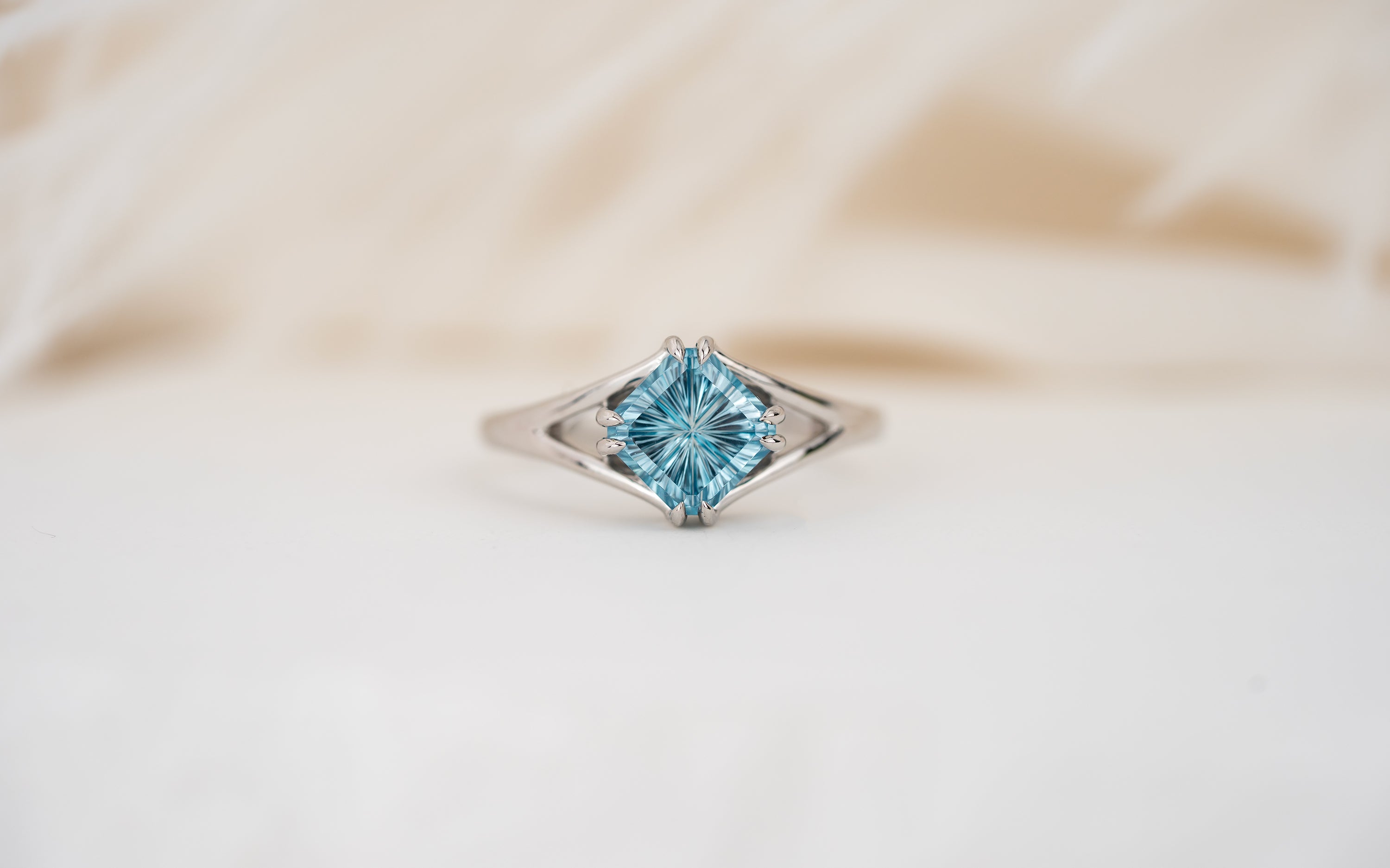 The Willow Ring | 2.21 CT Square Starbrite™ Blue Zircon