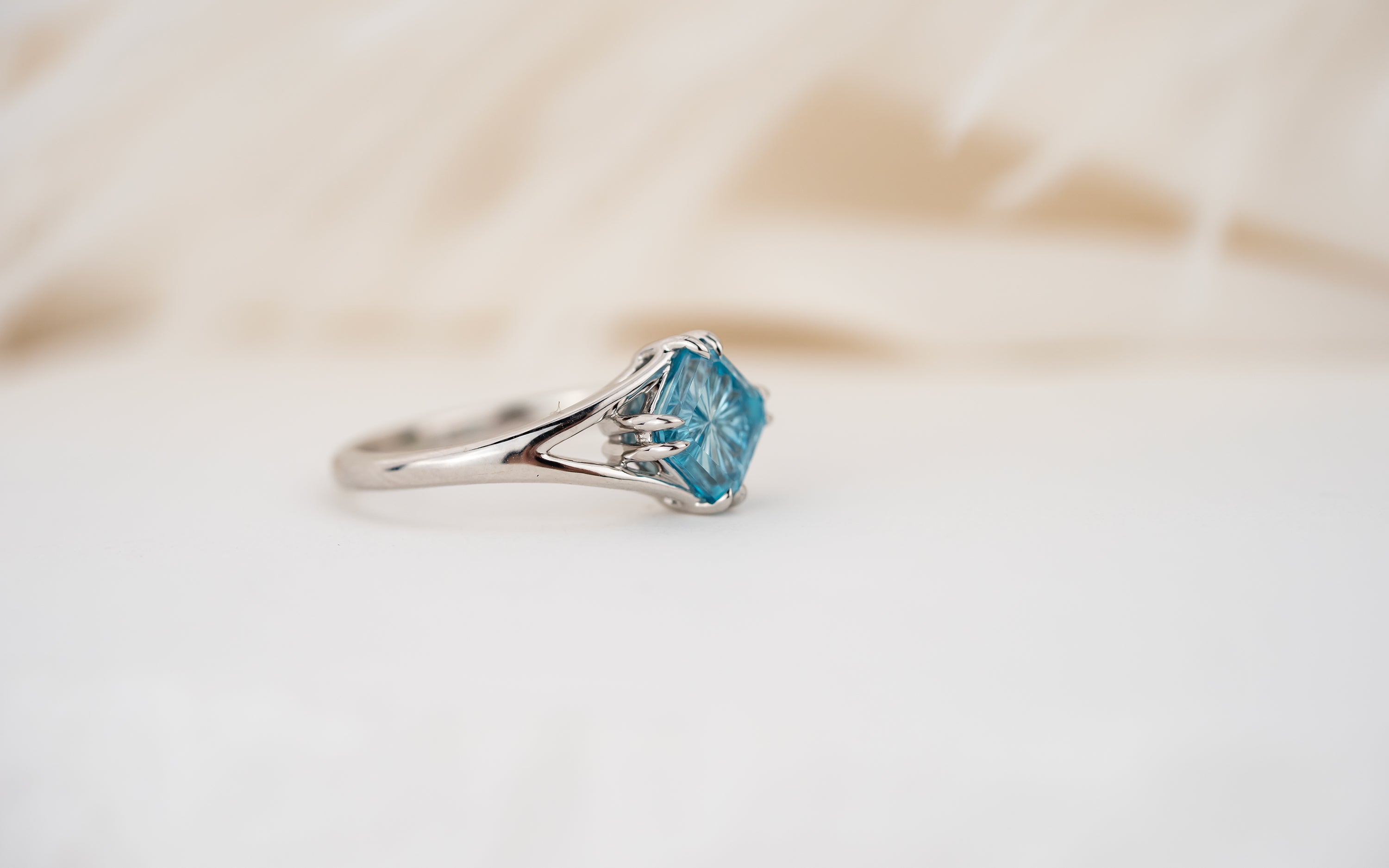 The Willow Ring | 2.21 CT Square Starbrite™ Blue Zircon
