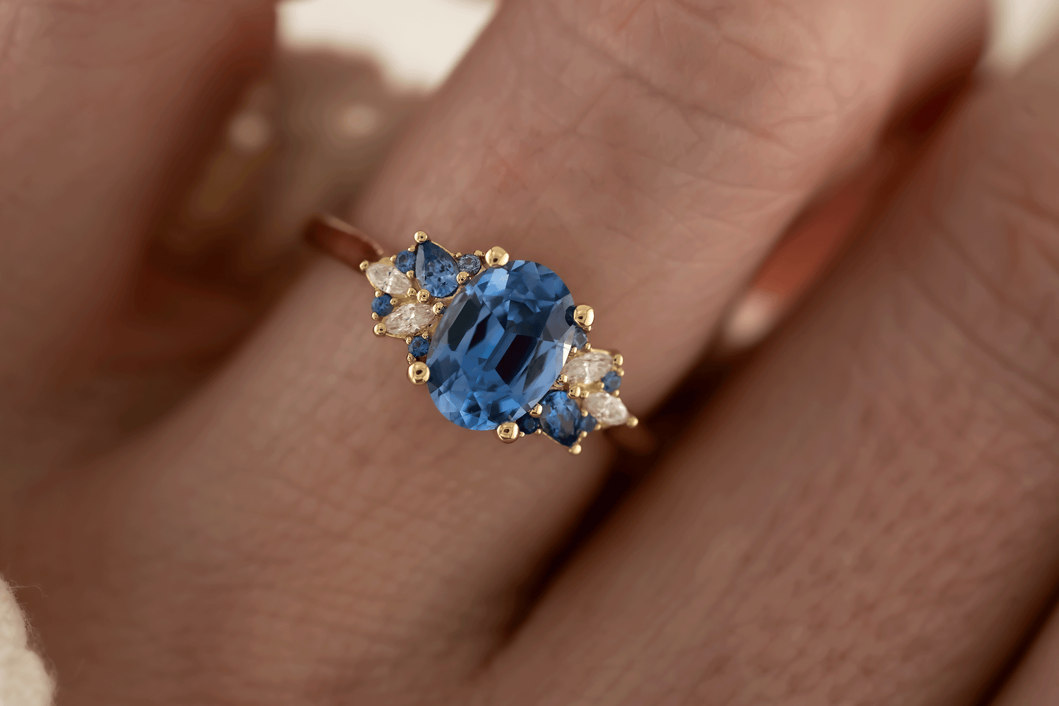The Fleur Ring | 1.4 CT Oval Blue Sapphire - Lavender Creek Gems