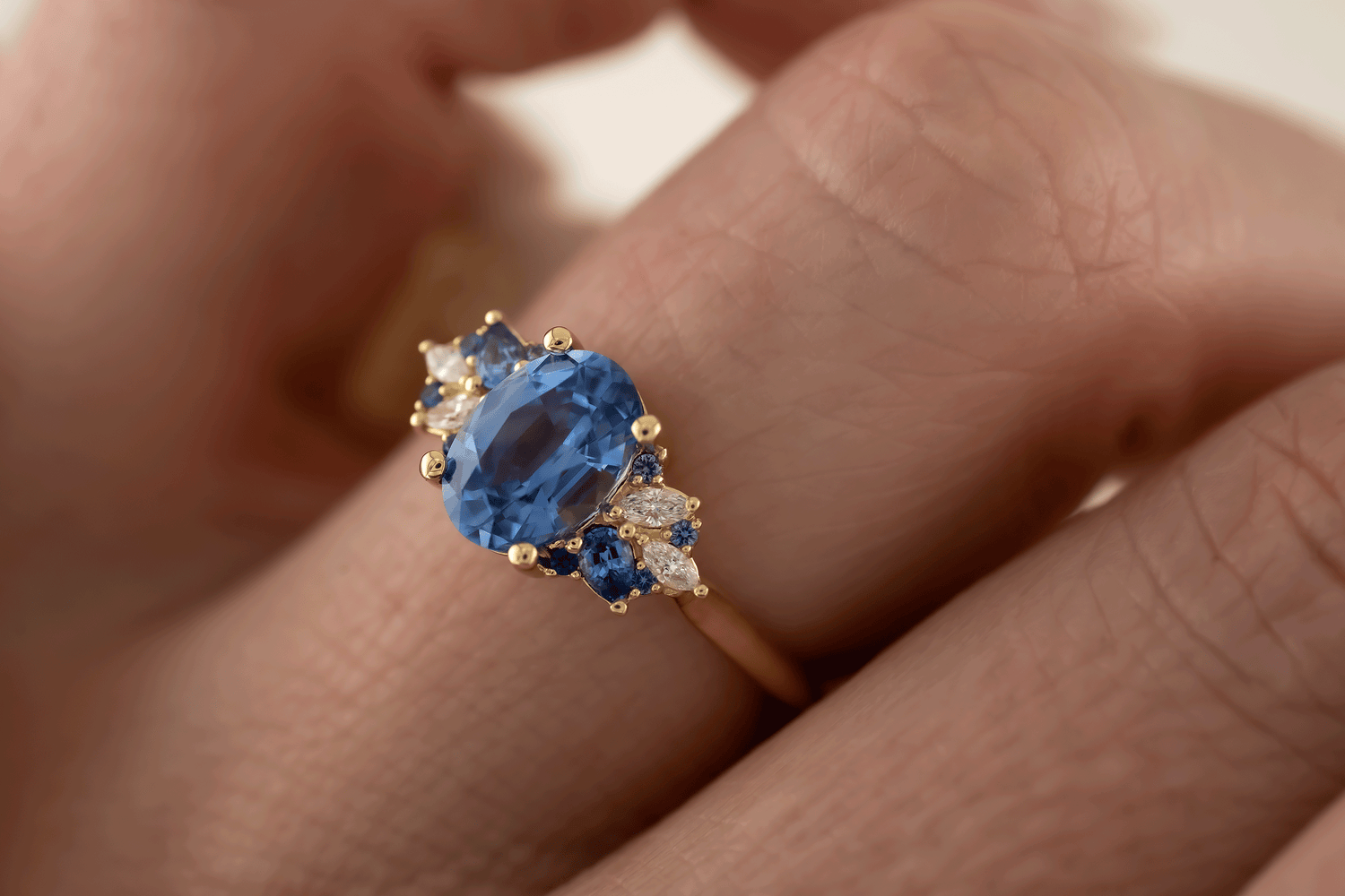 The Fleur Ring | 1.4 CT Oval Blue Sapphire - Lavender Creek Gems